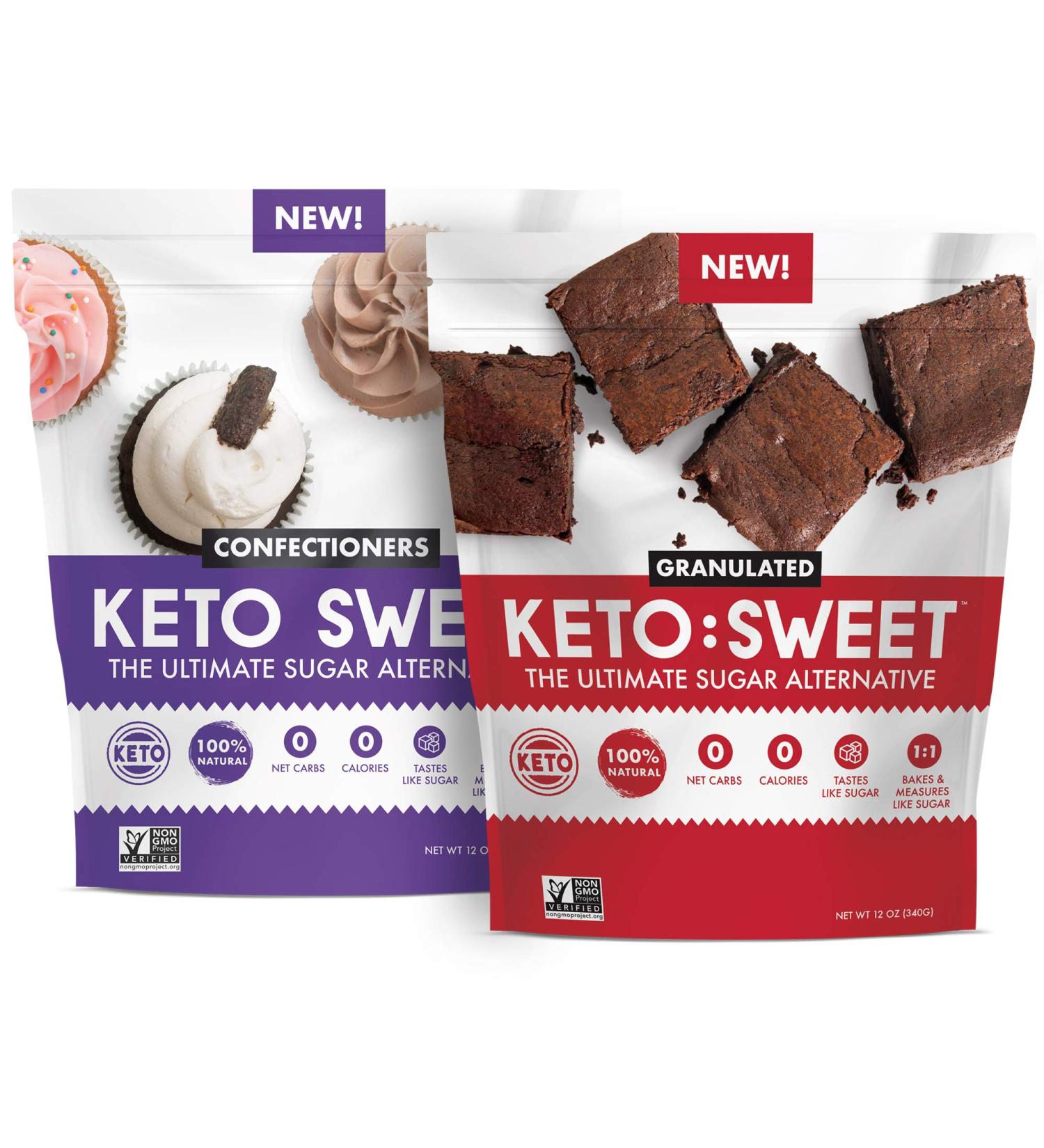 Keto Sweet: 100% Natural Erythritol Granulated & Confectioner Baking Combo Pack - 12oz (Pack of 2) - Buy Online on GoSupps.com