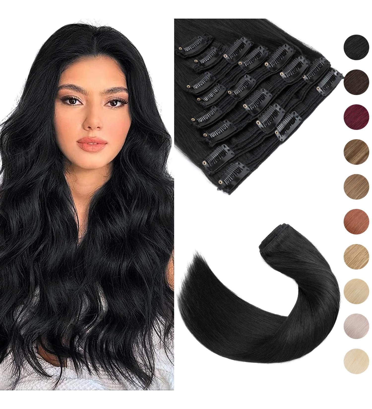 Silk-Co Clip-In Hair Extensions - 18 Clips 8 Tressen 110g Jet Black Remy Real Hair - Buy Online on GoSupps.com