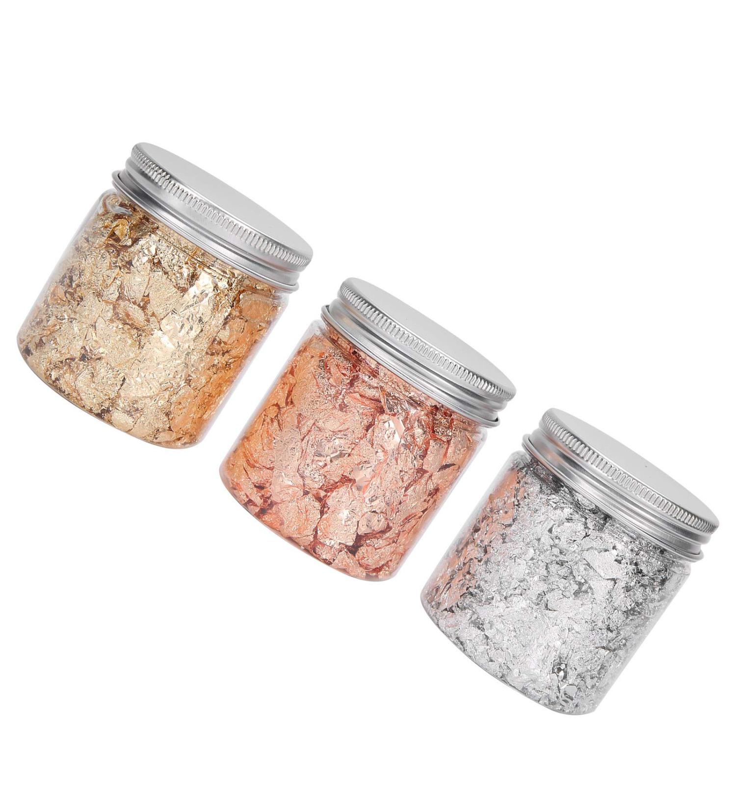 Brrnoo Gilding Flakes Foil Nail Art - Gold Silver & Copper Glitter for DIY Decoration | International Shipping - Buy Online on GoSupps.com