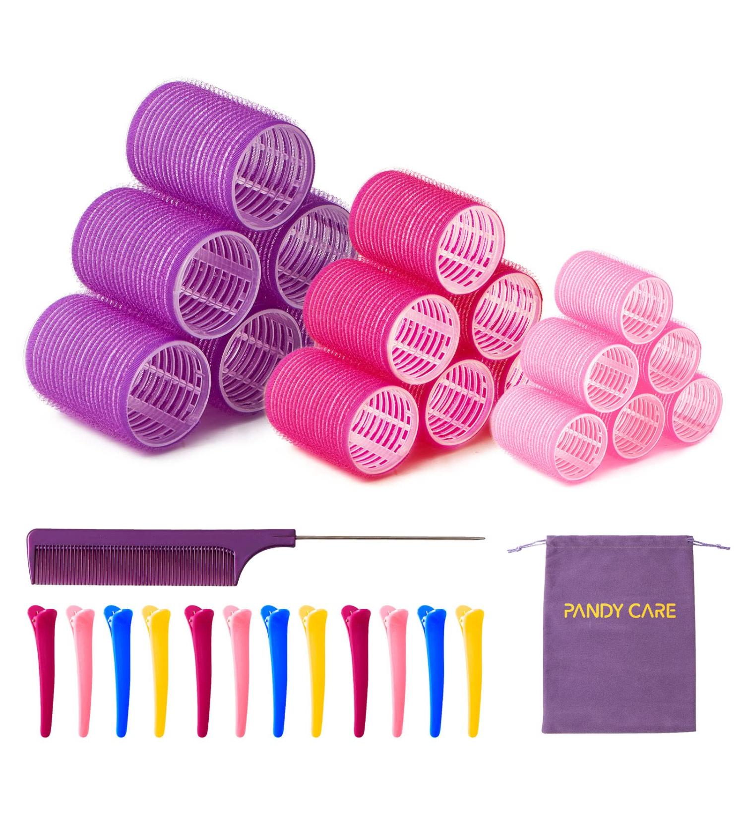 PandyCare 32 PCS Hair Roller Set for Long & Short Hair - No Heat, Hair-friendly, Natural Effect - Includes Rollers, Clips, Comb, Storage Bag - Buy Online on GoSupps.com