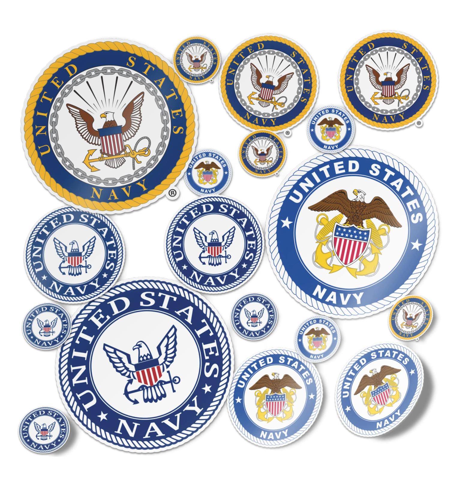 US Navy Emblem Logo Sticker Set - Officially Licensed Vinyl Decal for Laptop, Water Bottle, Car, Scrapbook - United States Navy Seal Design (3 Seals) - Buy Online on GoSupps.com