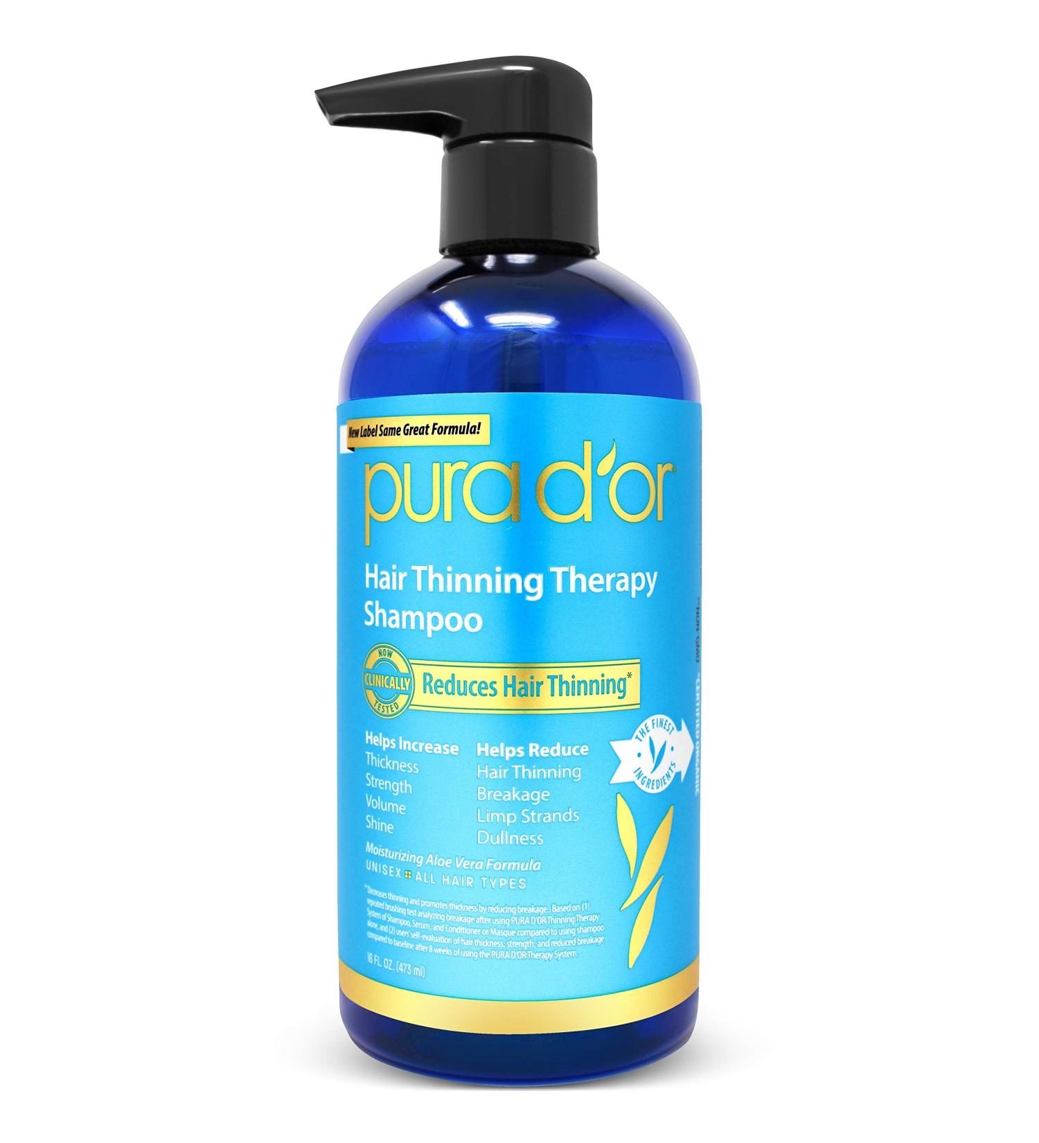Pura D'or Hair Thinning Therapy Shampoo 16 fl oz - Natural Hair Loss Solution - Buy Online on GoSupps.com