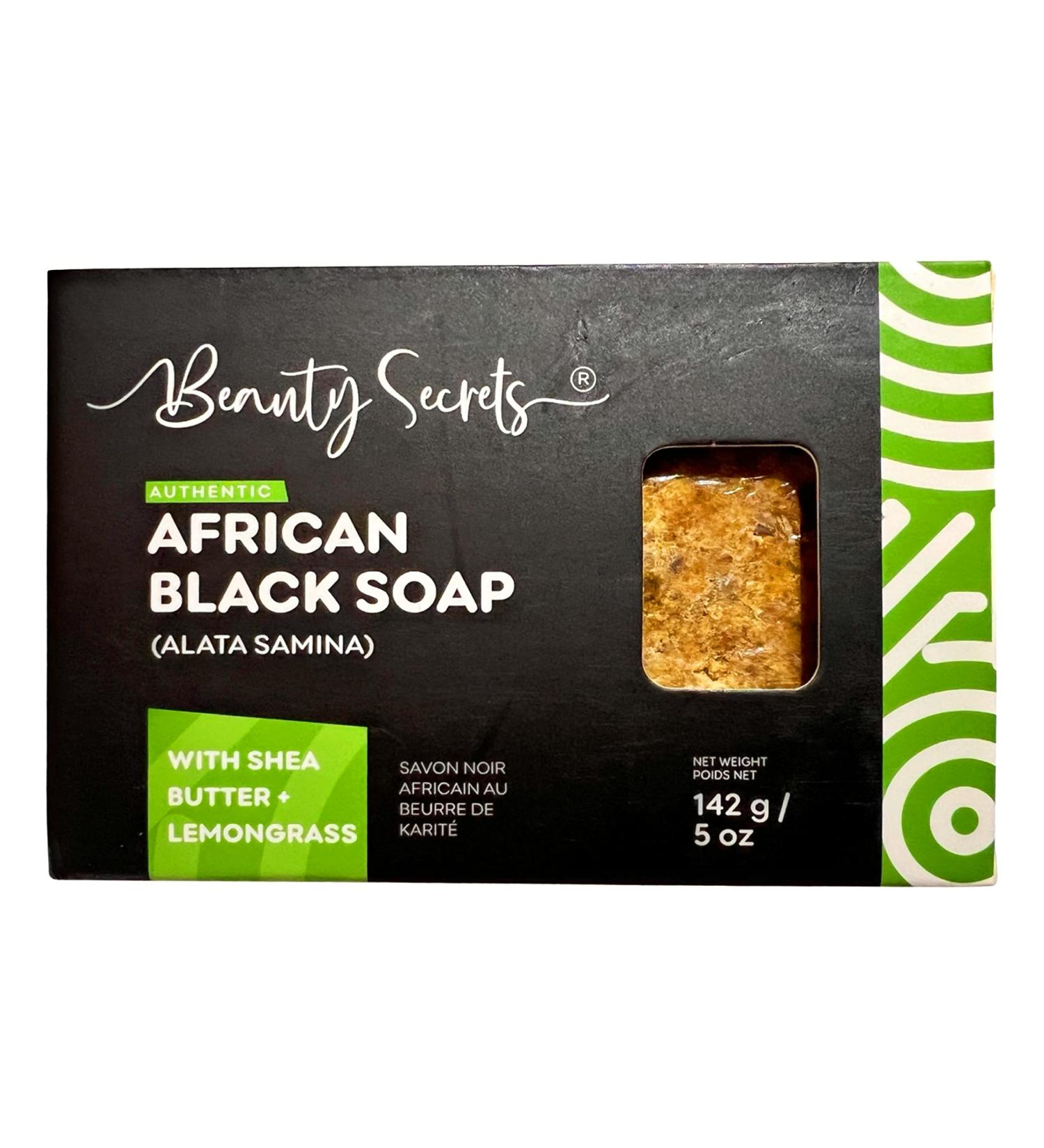 African Raw Black Soap Bar with Shea Butter & Lemongrass Essential Oil | Travel Size 142g | Authentic Ghanaian Beauty Secrets - Buy Online on GoSupps.com