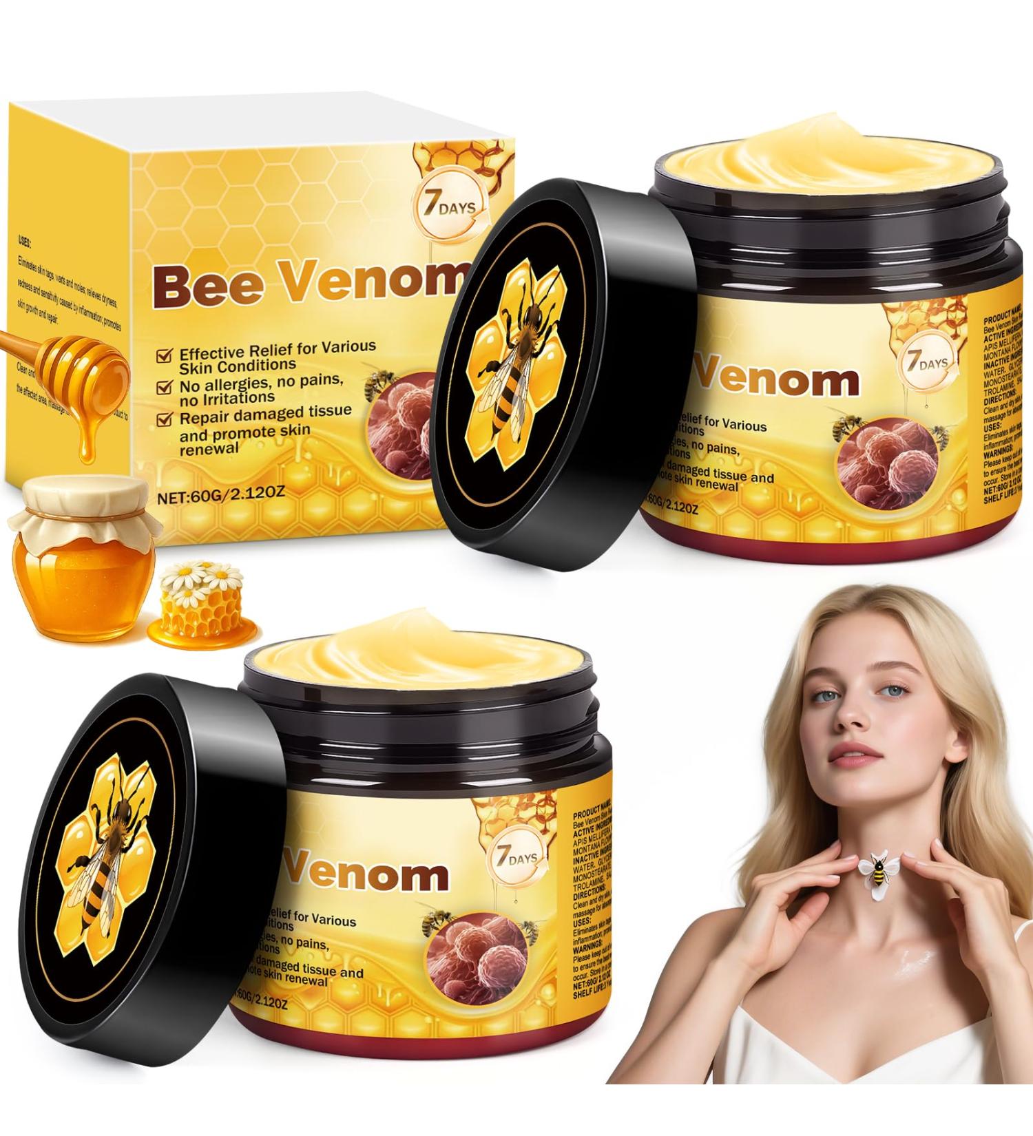 Bee Venom Skin Cream New Upgrade 2pcs 60g Multipurpose Bee Venom Skin Treatment Cream for Repair Moisturize and Lift - Buy Online on GoSupps.com