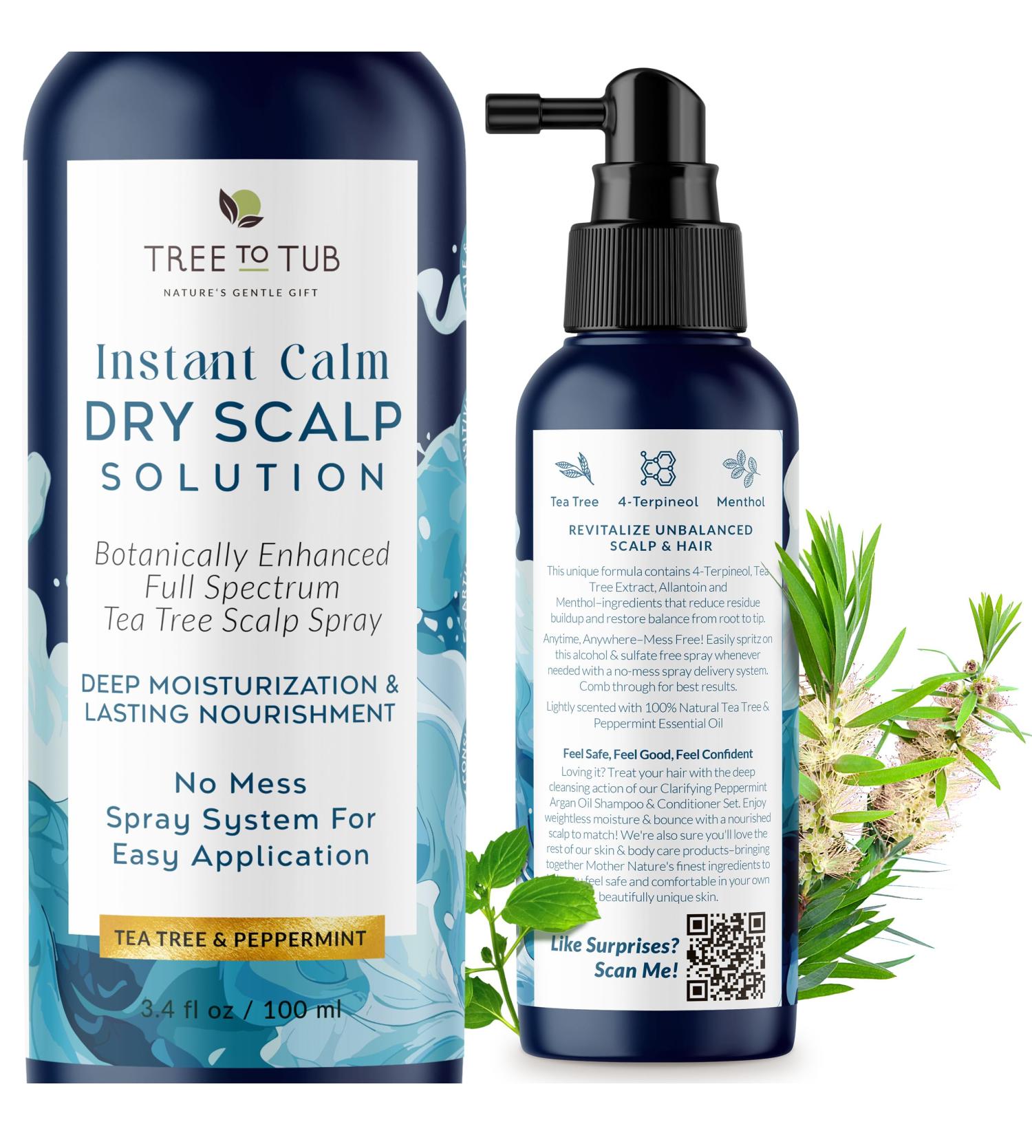Tree To Tub Full Spectrum Scalp Spray - Intensive Moisturizer for Dry & Flaky Scalps | Tea Tree Oil Solution | International Shipping Available - Buy Online on GoSupps.com