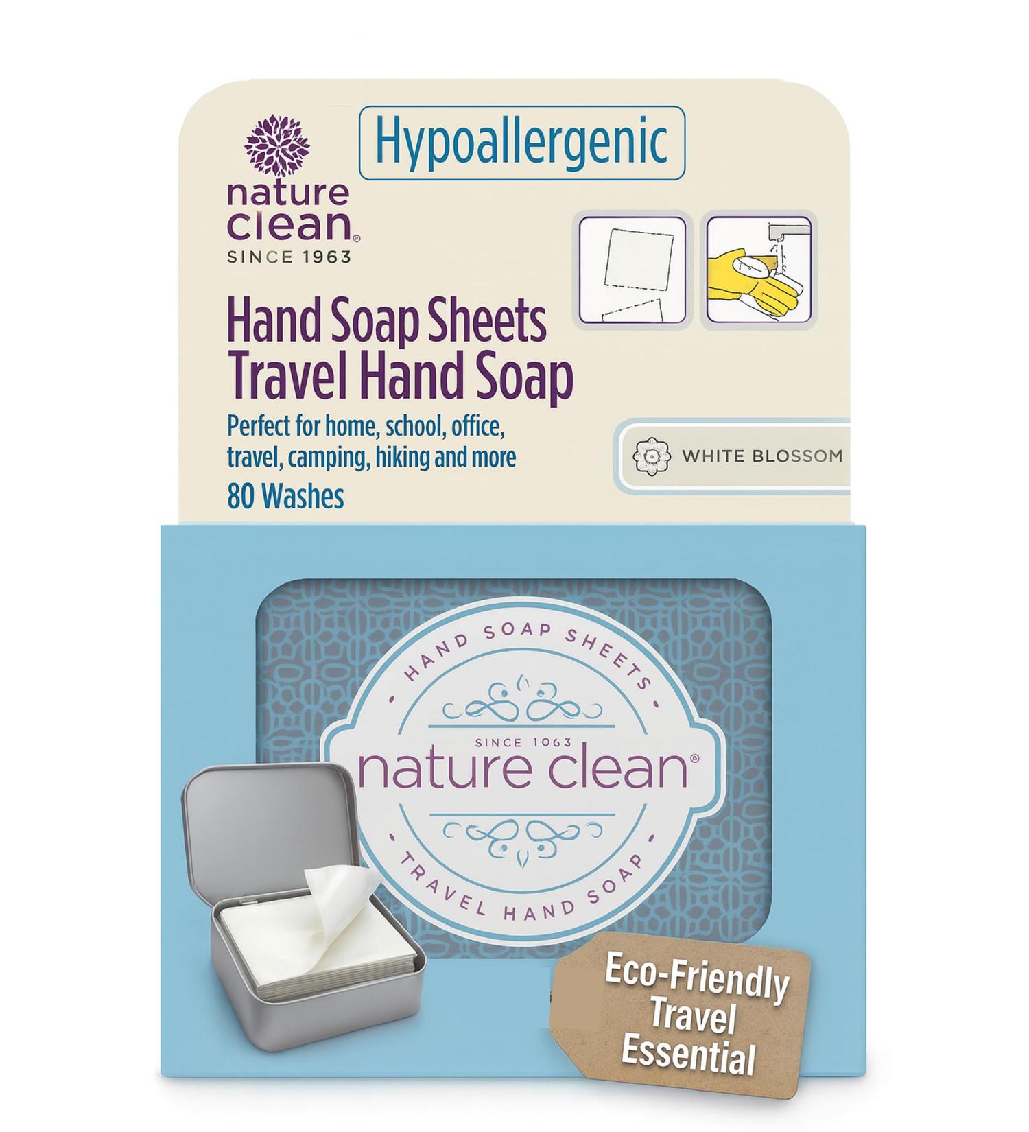 Nature Clean travel hand soap sheets for traveling - non-toxic, hypoallergenic, mini biodegradable paper soap sheets for travel, dissolvable portable soap for camping essentials refill - 80 units 80 Count (Pack of 1) - Buy Online on GoSupps.com