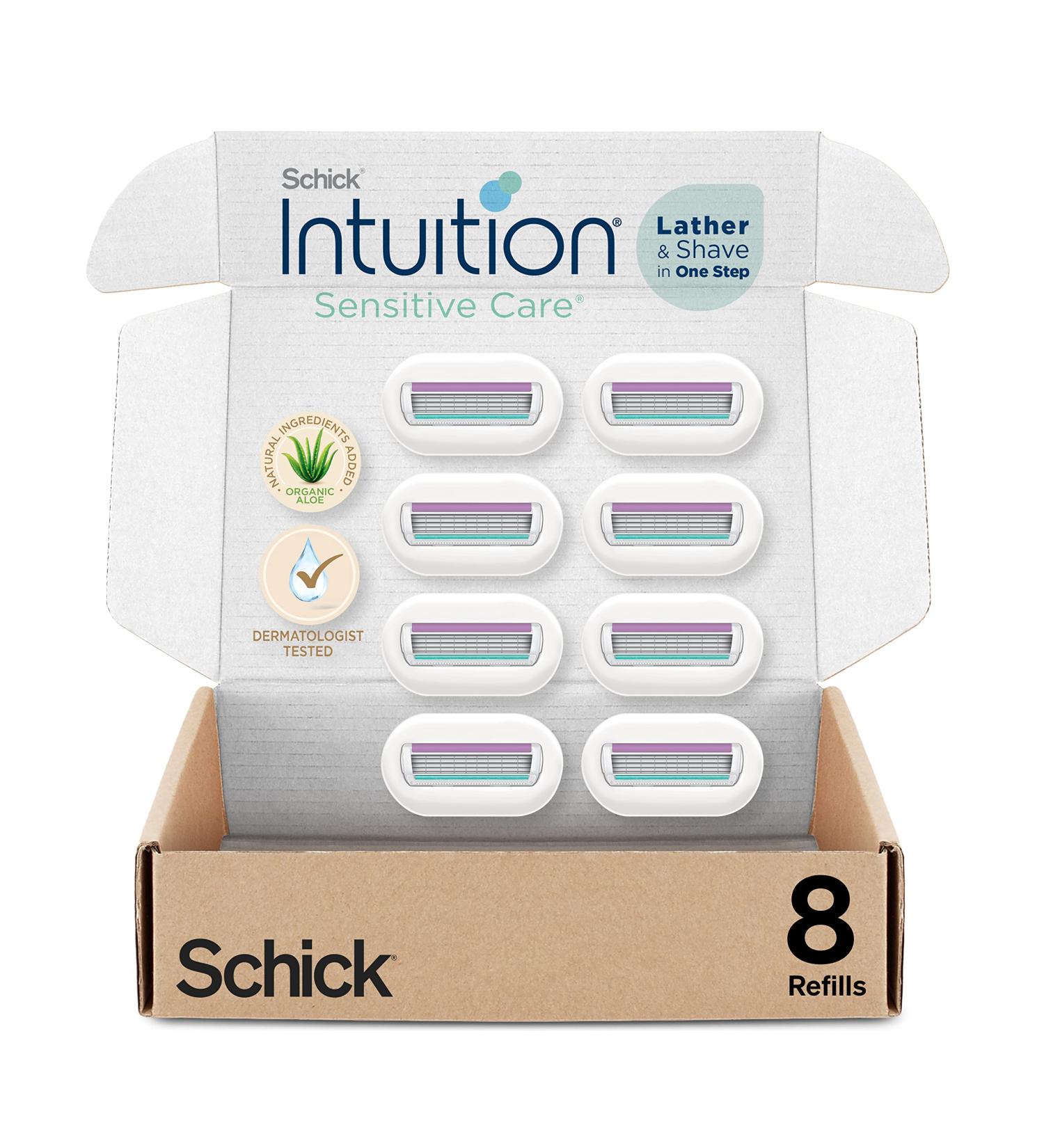 Schick Intuition Razor Blades Refill with Organic Aloe - 8 Count | Sensitive Skin Razors for Women - Buy Online on GoSupps.com
