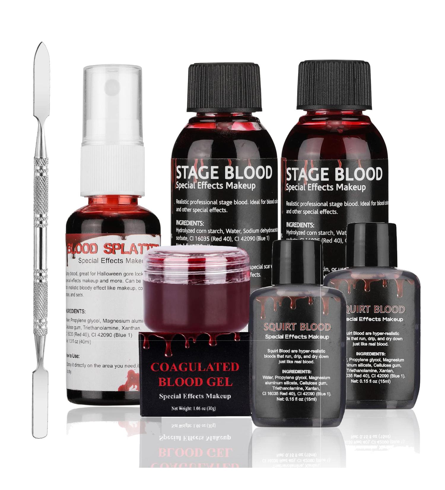 Wismee Fake Blood SFX Makeup Kit - Halloween Essential Set for Vampire Zombie Makeup - Stage Blood, Scab Gel, Splatter Effect - Buy Online on GoSupps.com