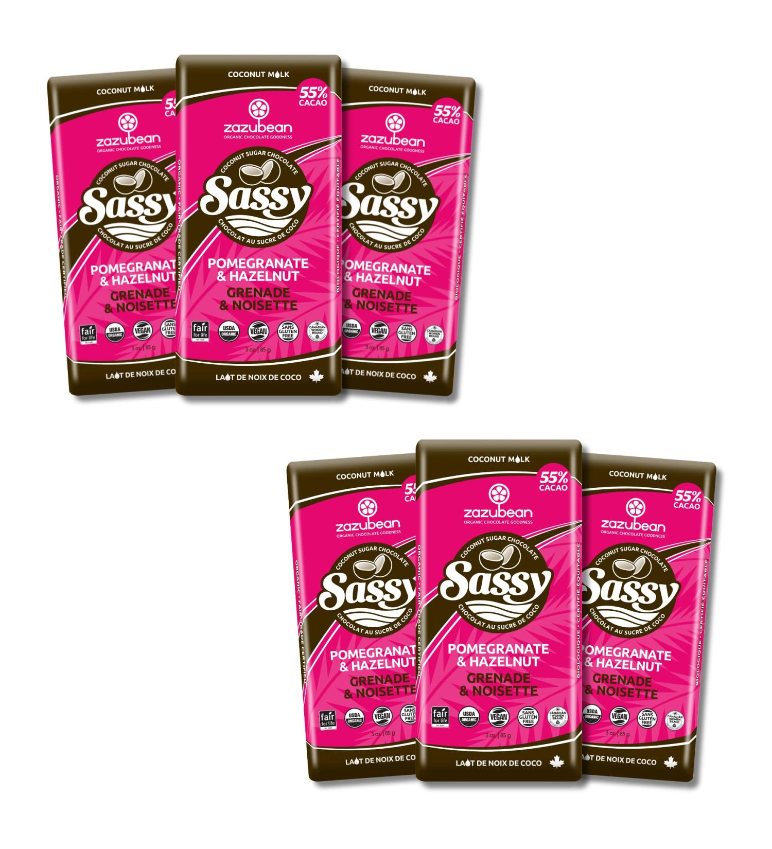 Zazubean COCONUT SUGAR Chocolate bars - Vegan Organic Fair trade Gluten free Soy Free (1 Count (Pack of 6) Pomegranate & Hazelnut) Pomegranate & Hazelnut 1 Count (Pack of 6) - Buy Online on GoSupps.com