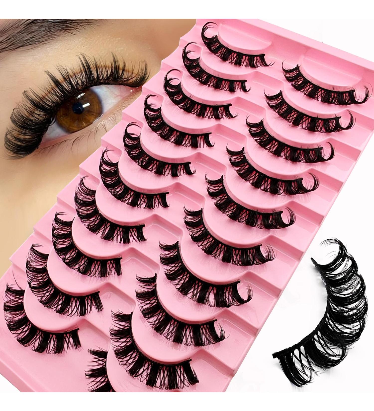 10 Pairs 3D Artificial Eyelashes - Russian Style Natural Curly Cat Eye Lashes (D-Curl Wispy Volume) - S011 - Buy Online on GoSupps.com