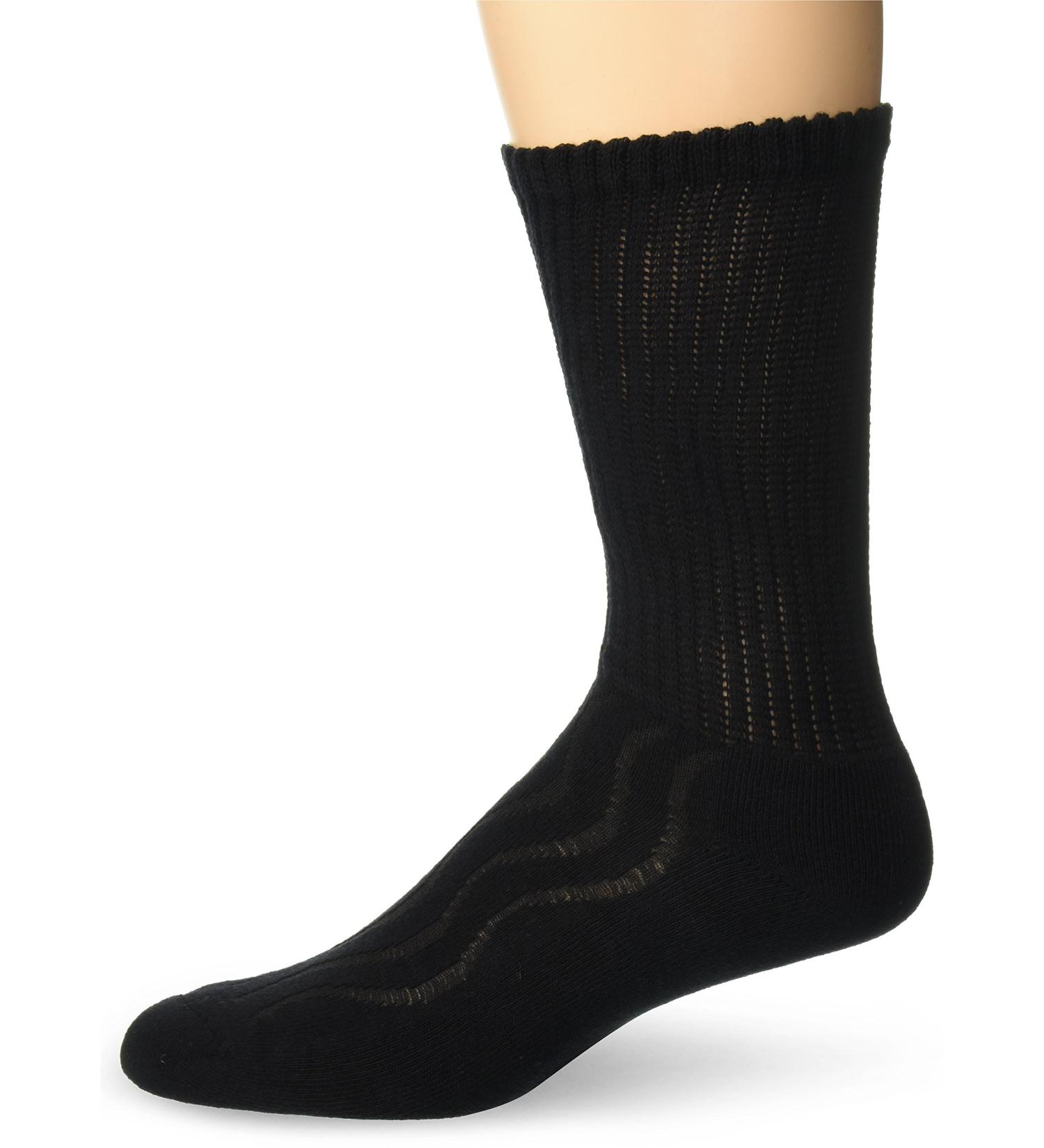 MD USA Seamless Toe-Wave-In Mesh Diabetic Crew Socks Black Large