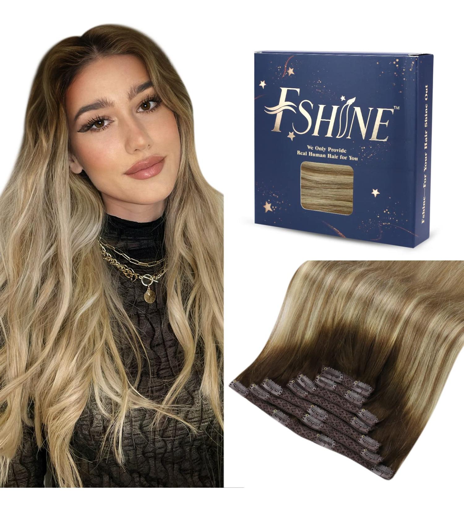 Buy FSHINE Clip-in Hair Extensions 40cm Balayage Dark Brown to Light Brown - 120g Soft & Thick Real Hair - 7pcs #3/8/22 - Perfect for International Shipping - Buy Online on GoSupps.com