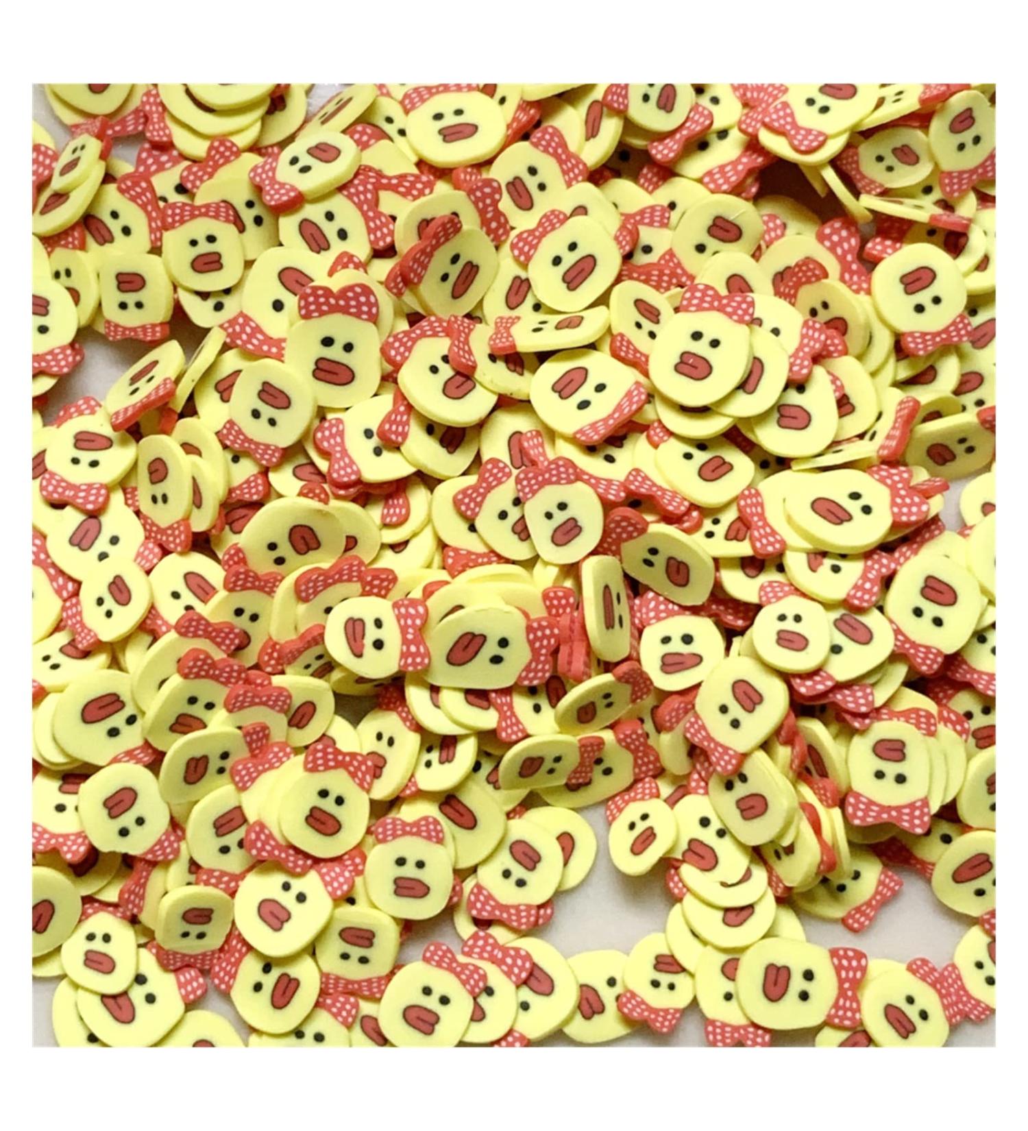 RT 100g Cute Duck Polymer Hot Clay Sprinkles for DIY Crafts Nail Art Phone Decor Plastic klei Tiny Cute Mud Particles Accessories Y425 (Color : 5mm Bow Duck)