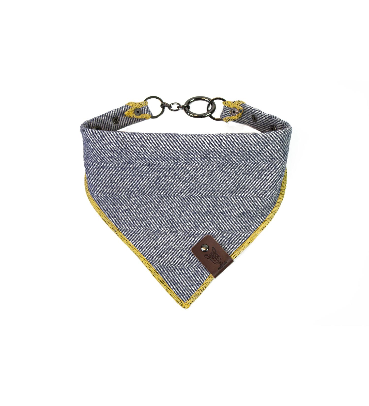 Vanclyde Sydney Dog Half Triangle Bandana - Stylish Blue-Gelb Accessory with Carabiner Closure | Size S for Dogs - Buy Online on GoSupps.com