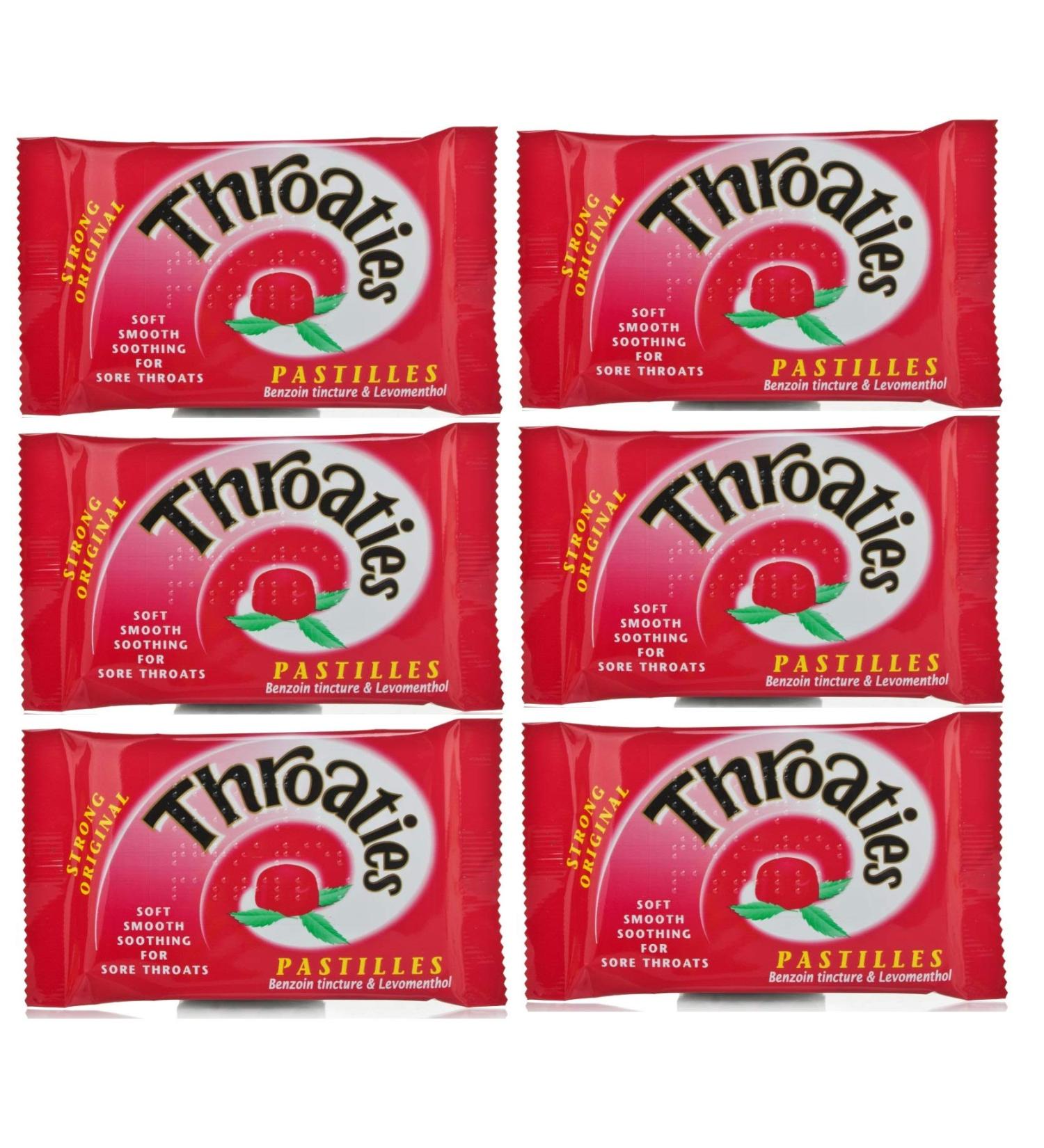 Throaties Strong Original Pastilles for Soft Soothing with Honey & Menthol X 6**G