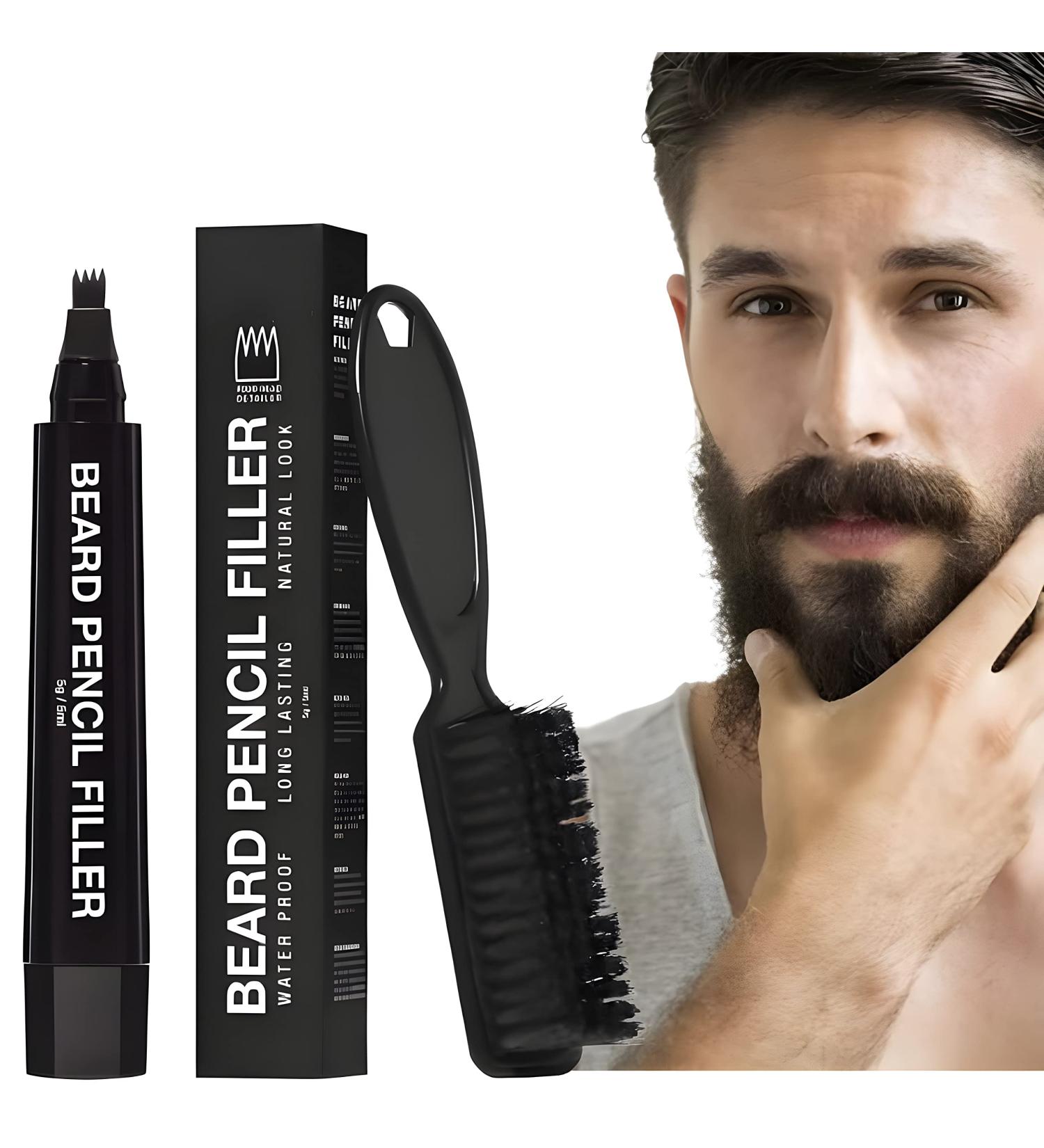 Waterproof ecomlab Kit Filler for Beard - Long Lasting Coverage and Natural Finish - Micro Tip for Precise Application - Includes Bristle Brush - Ideal for Beard, Mustache, and Eyebrows - Barbershop Accessories (Black) - Buy Online on GoSupps.com
