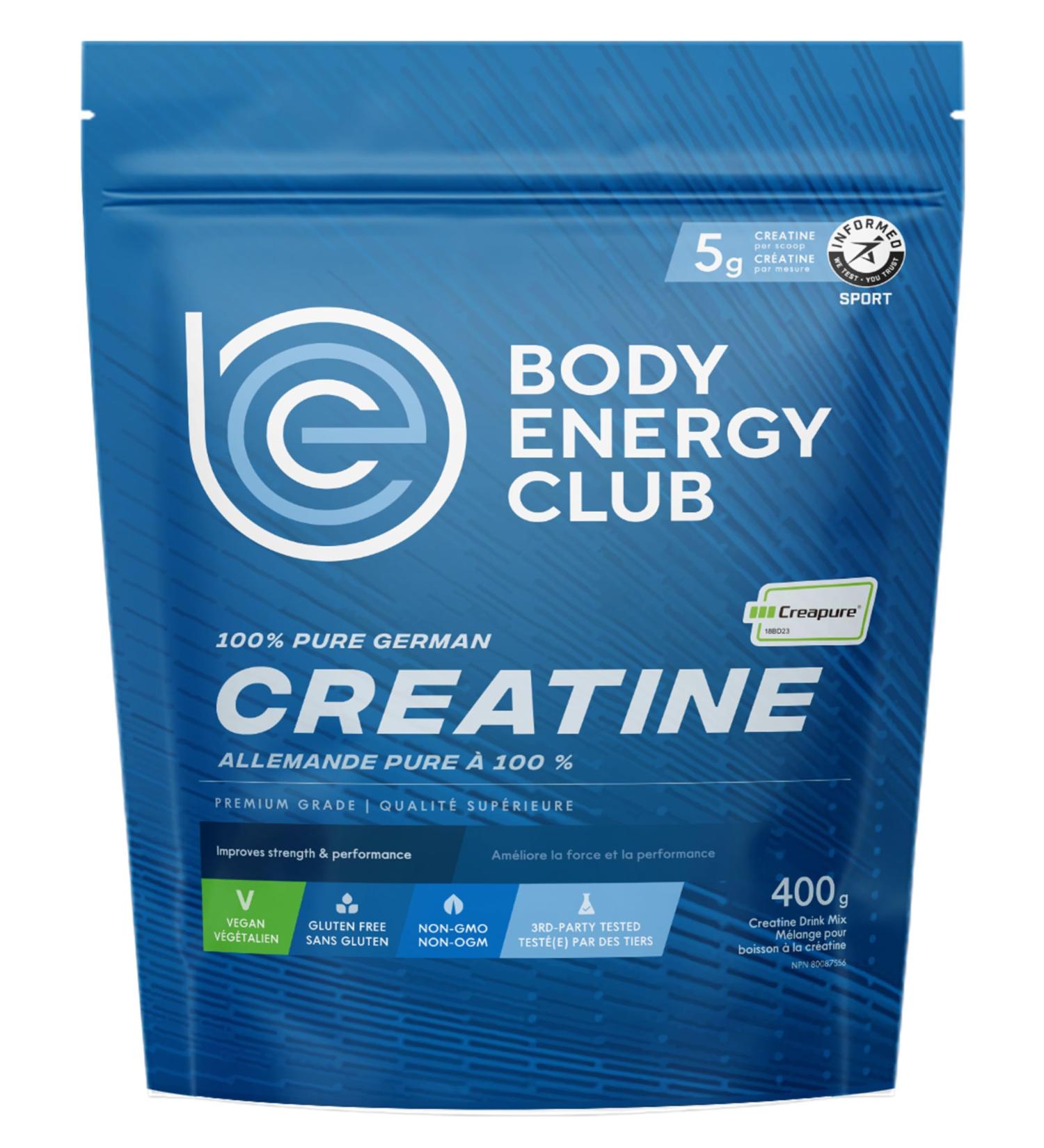 Body Energy Club Creapure Creatine Powder - Supplement for Muscle Growth - Improves Strength and Performance - Premium Grade - 80 servings 400g Vegan 400g Powder - Buy Online on GoSupps.com