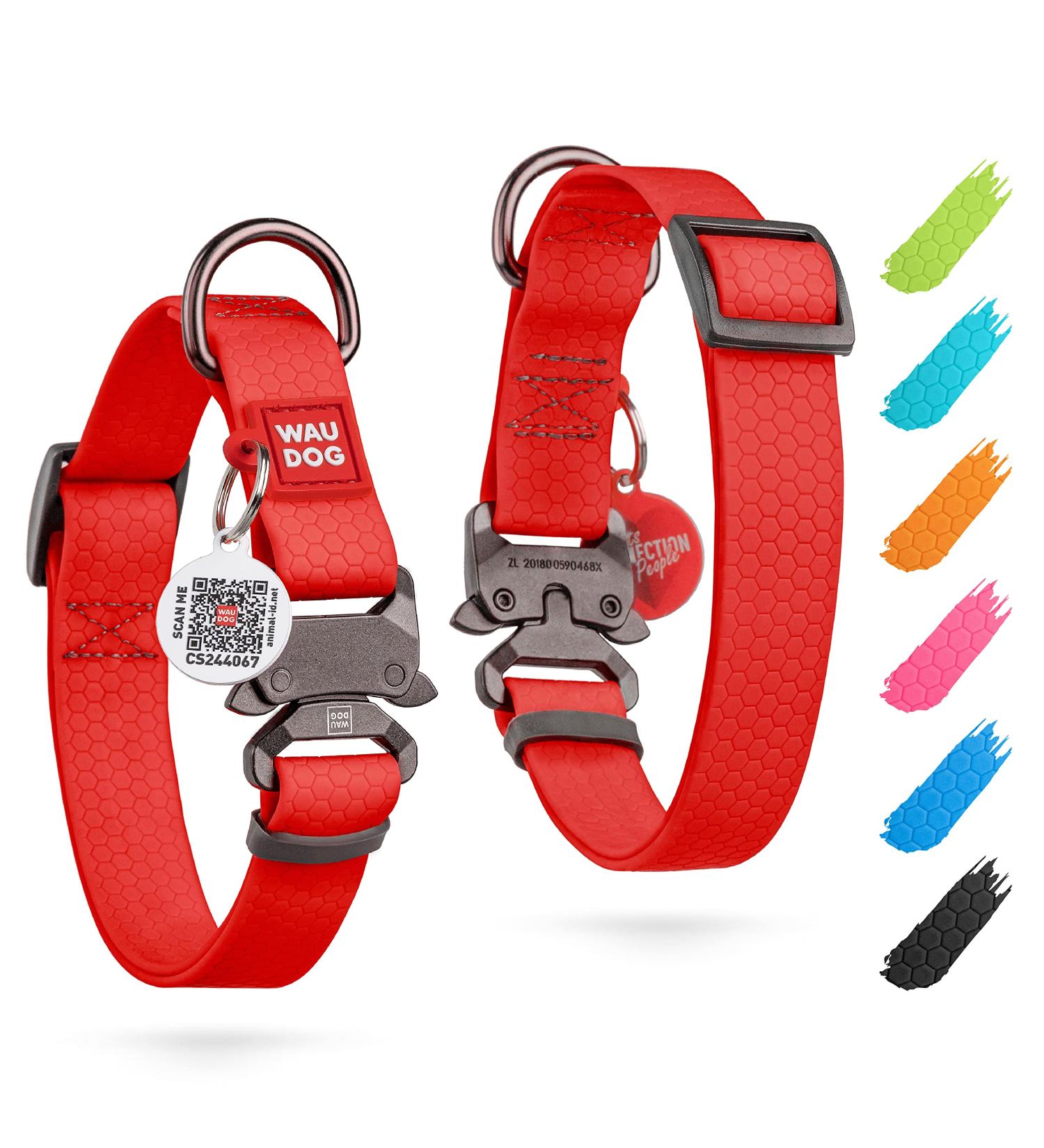 Waudog Waterproof Adjustable Dog Collar - Perfect for Big Medium and Small Dogs | Stylish & Durable Puppy Collars - Buy Online on GoSupps.com
