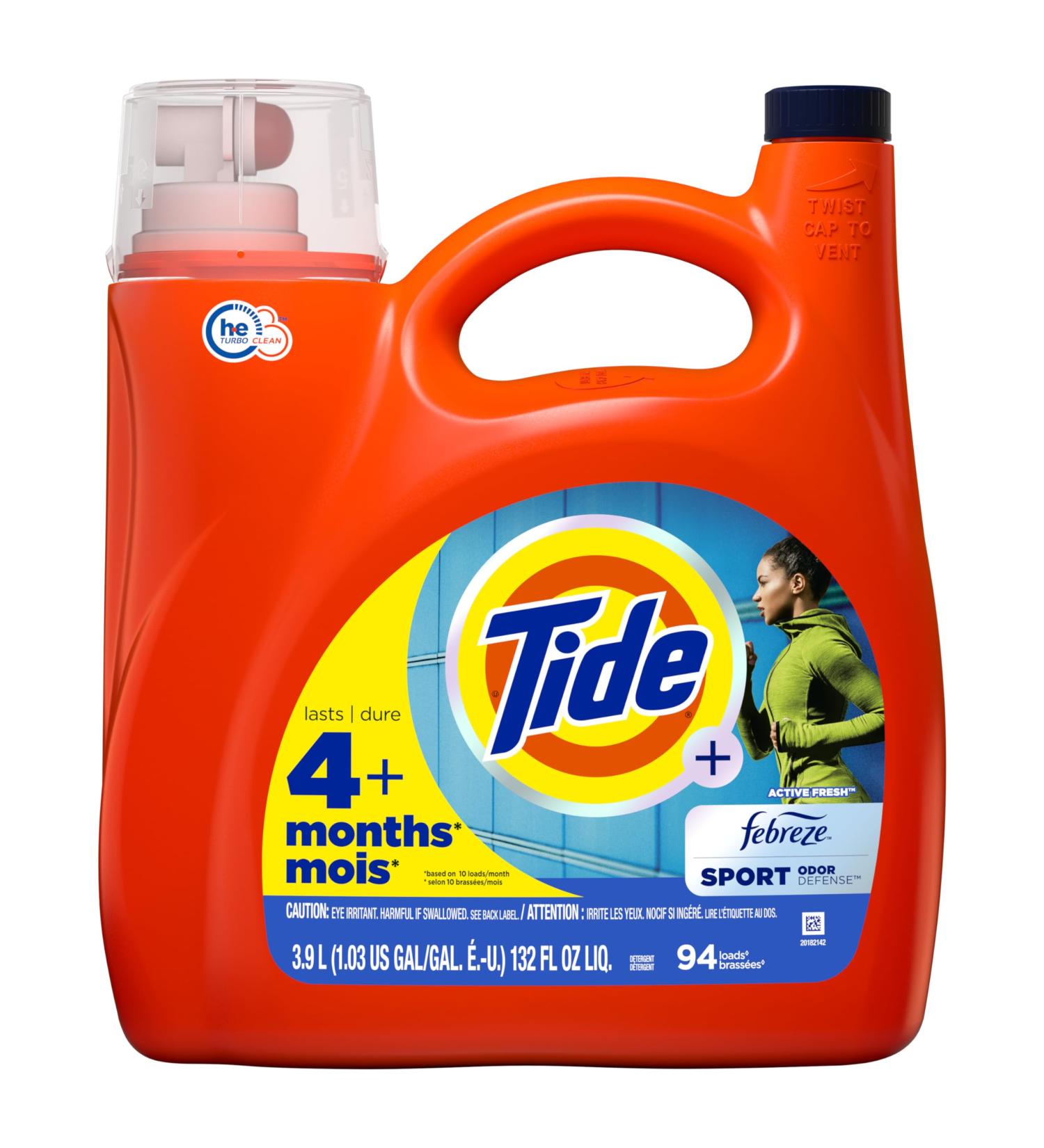Tide Plus Febreze Sport Odor Defense HE Turbo Clean Liquid Laundry Detergent 3.9 L 94 loads Active Fresh 3.9 l (Pack of 1) - Buy Online on GoSupps.com
