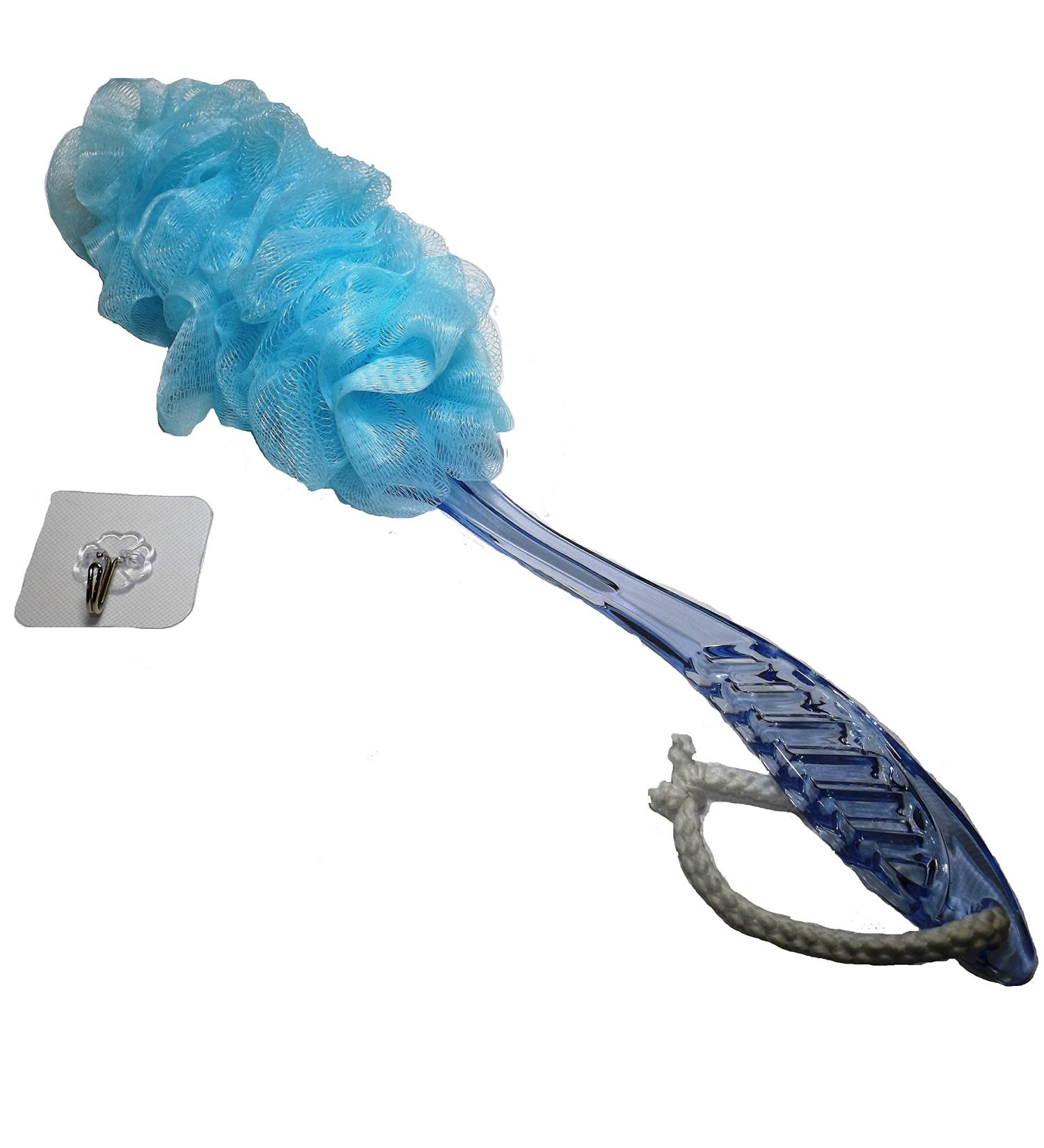 Soft Shower Brush with Blue Crystal Handle for Seniors and Elderly - Ideal for Arthritis, Disabilities, and Pregnancy - Buy Online on GoSupps.com