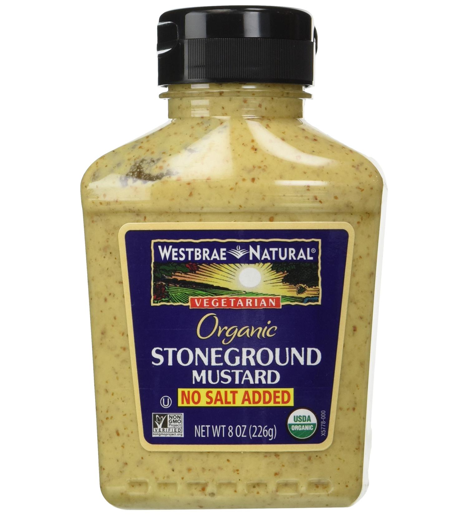 Westbrae Natural Stoneground Mustard - No Salt Added, 8 oz | Organic Condiment - Buy Online on GoSupps.com