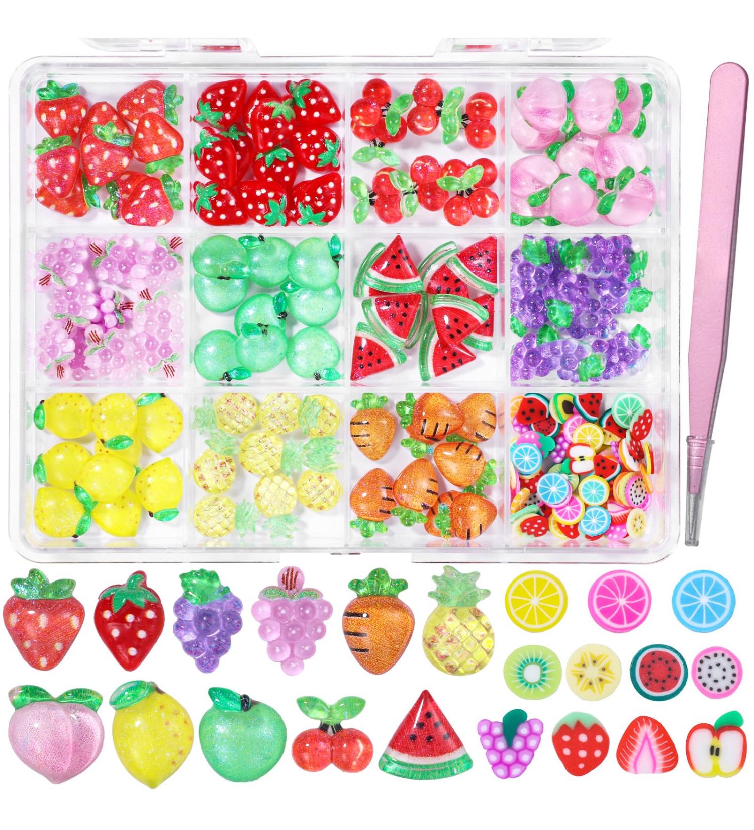 Buy 3D Fruit Cartoon Nail Charms - Assorted Grapes Peach Watermelon & More | DIY Nail Art Decor Online - Buy Online on GoSupps.com