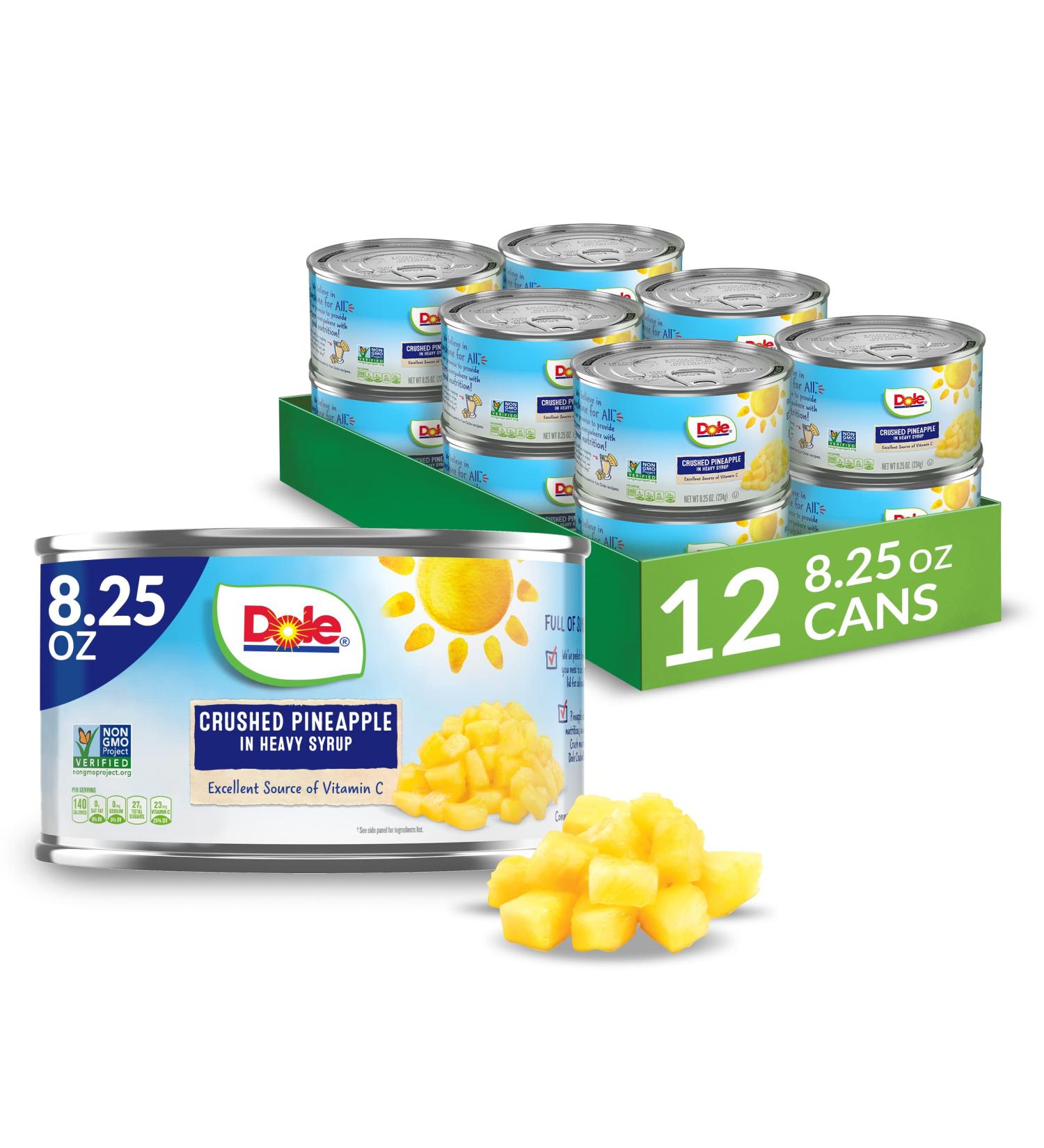 Dole Canned Crushed Pineapple in Heavy Syrup 8.25 Oz - Pack of 12 - Buy Online on GoSupps.com