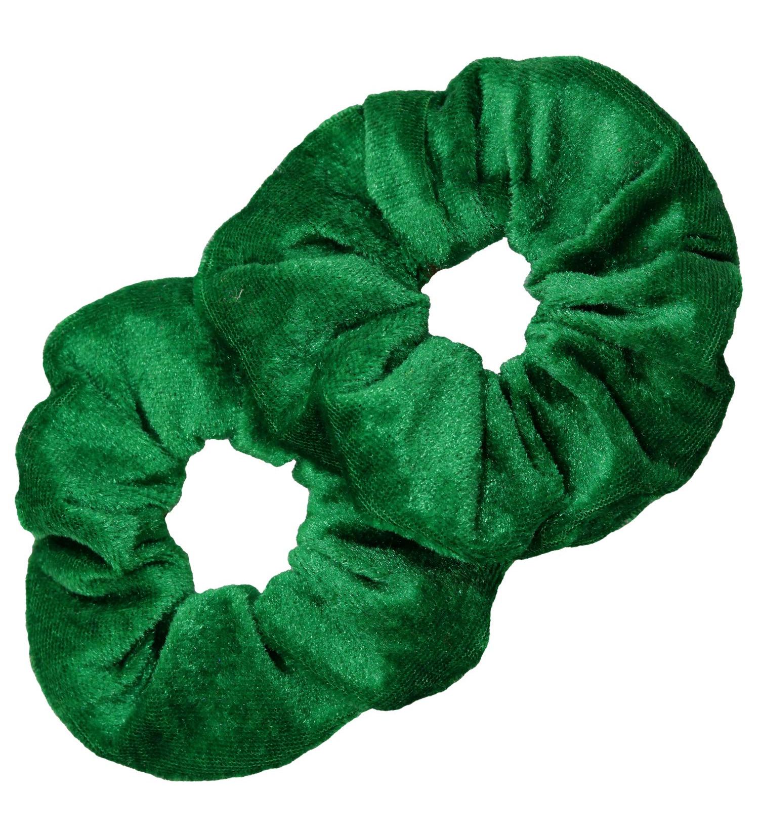 Kenz Laurenz Scrunchies for Hair - 2 Velvet Hair Ties for Women Girls Hair Elastics Ponytail Holder Scrunchy Girl Irish Green St Patricks Day Accessories Clover Gift Packs Scrunchie Pack (Green)