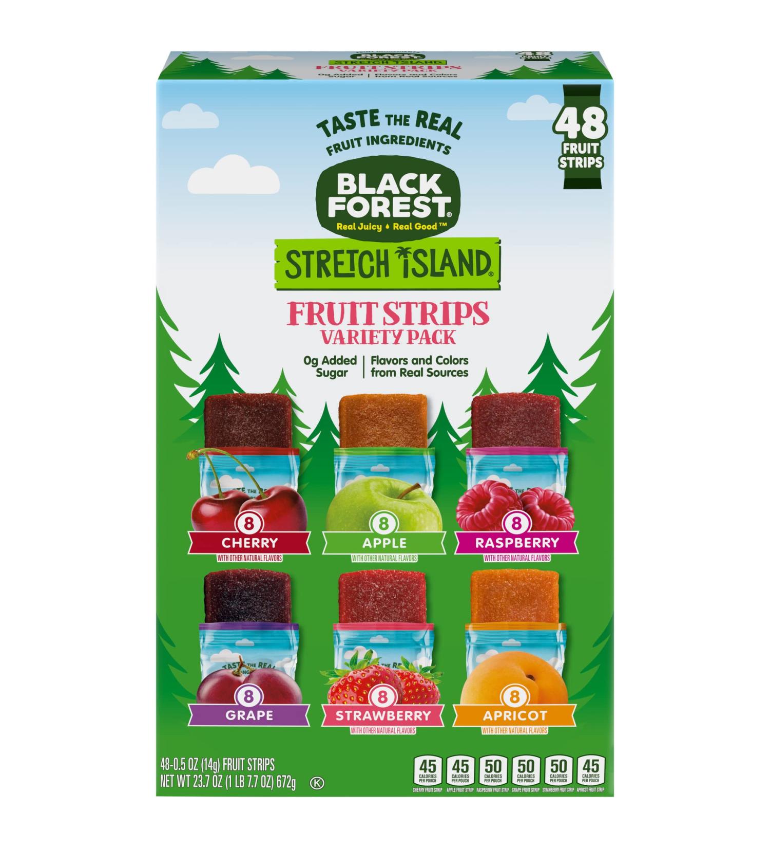 Black Forest Stretch Island Fruit Strips Variety Pack - 48 Count, 0.5oz Strips (Cherry, Apple, Raspberry, Grape, Strawberry, Apricot) - Buy Online on GoSupps.com