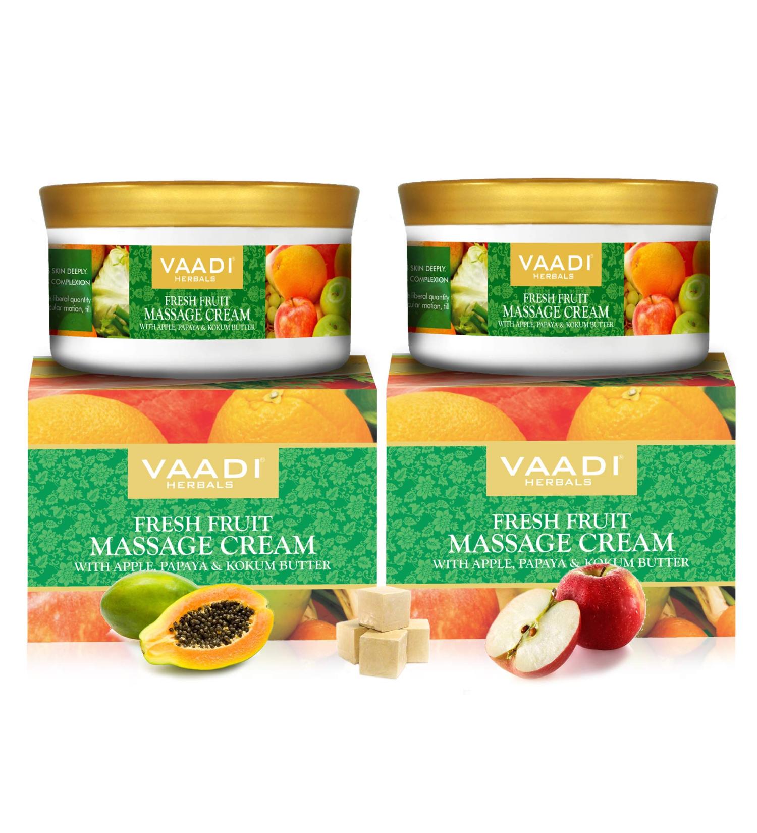 Buy Vaadi Herbals Fresh Fruit Massage Cream - Apple Papaya & Kokum Butter (Pack of 2) | Nourishing 5.3 oz | International Shipping Available - Buy Online on GoSupps.com