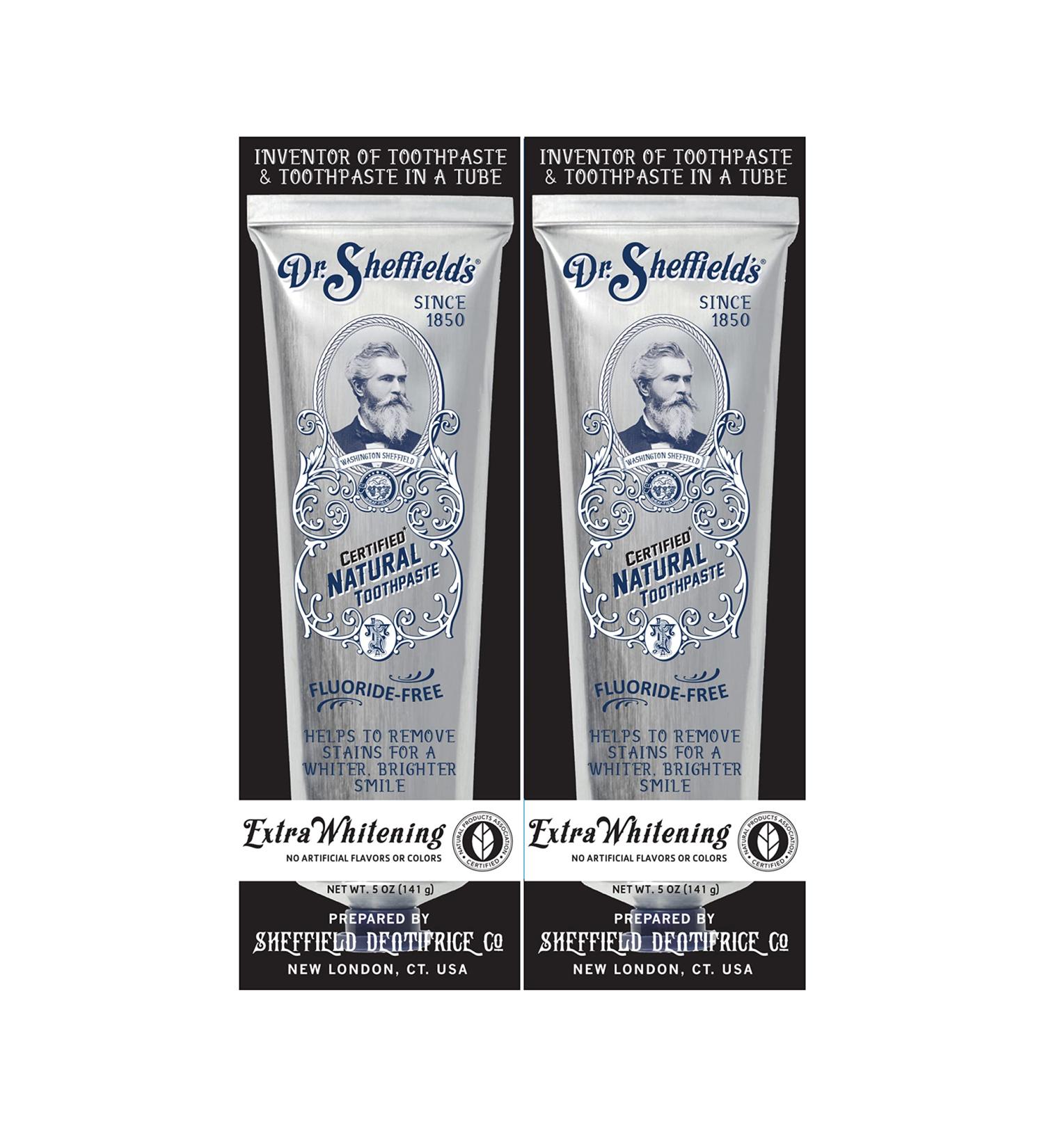 Dr. Sheffields Natural Toothpaste (Extra-Whitening) - Fluoride-Free, Great Taste, Fresh Breath, Whiter Teeth, Reduce Plaque - 2-Pack - Buy Online on GoSupps.com