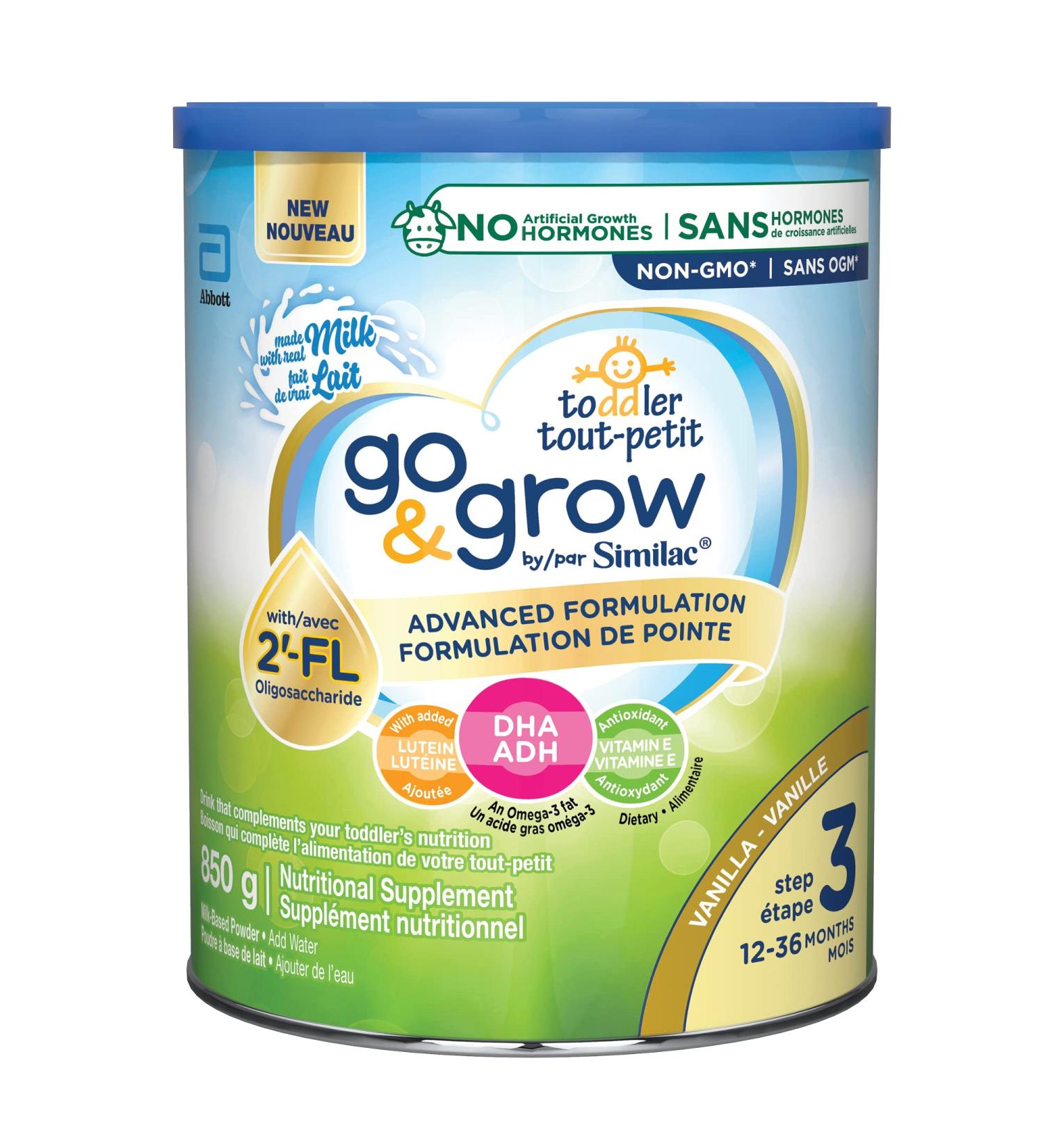 Similac Go & Grow Step 3 Toddler Drink with 2'-FL. Immune Support Innovation: 2'-FL Powder 12-36 Months Vanilla Flavour 850 grams - Buy Online on GoSupps.com