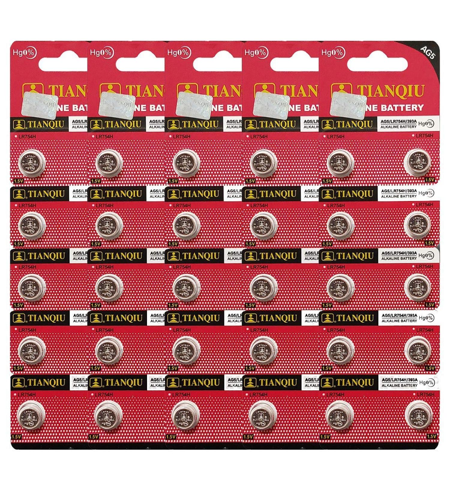 Tianqiu 50x AG5 LR754 393 SR754SW Alkaline Batteries - High-Quality Performance & Long Lasting Power for All Devices | International Shipping Available - Buy Online on GoSupps.com