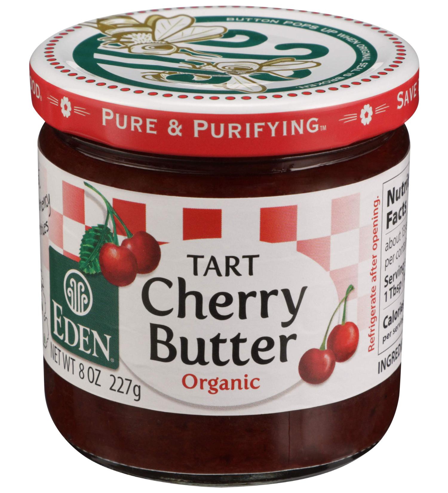 Eden Organic Cherry Butter - 8 oz Glass Jar - Montmorency Tart Cherries - Buy Online on GoSupps.com