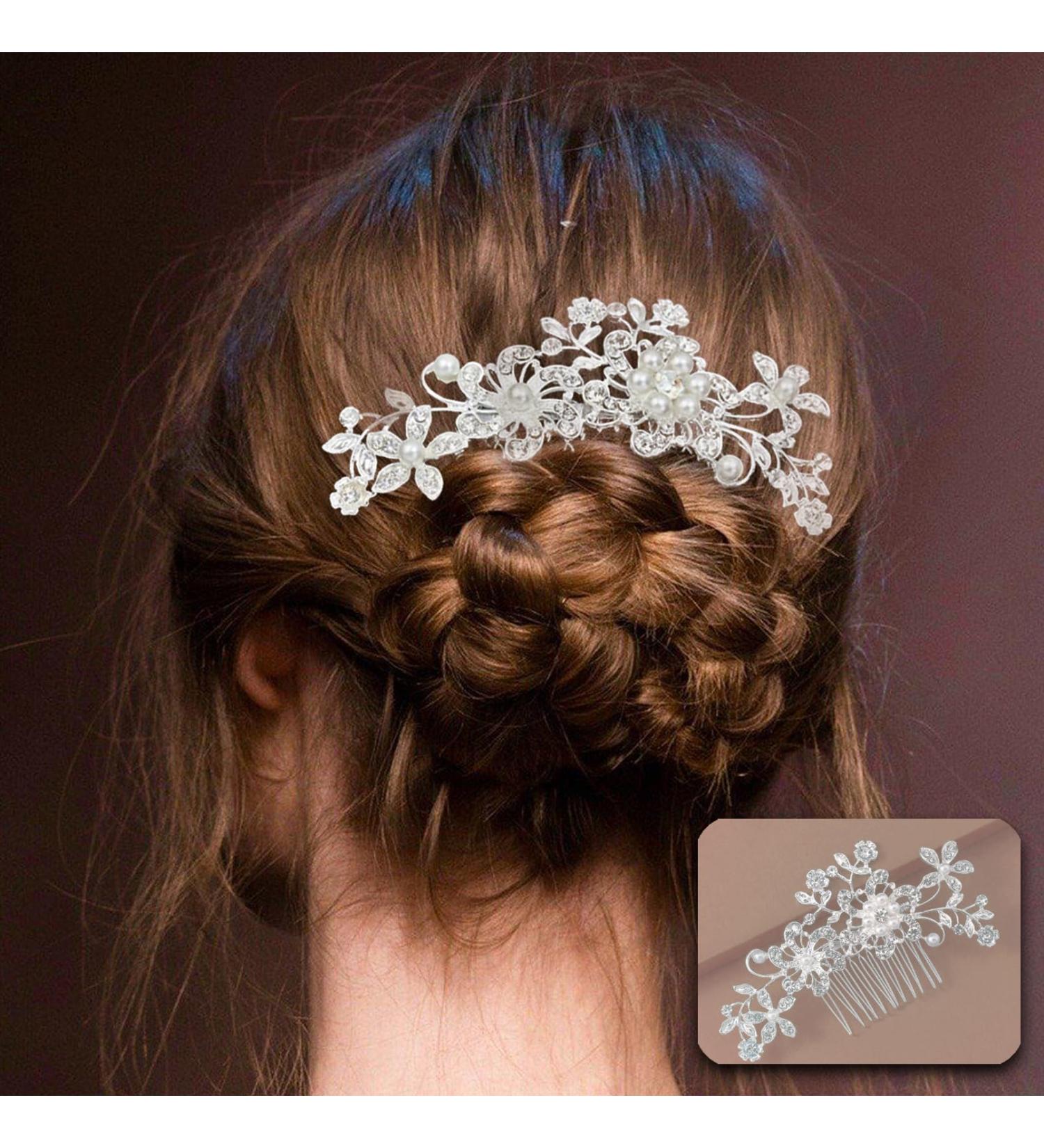 Bridal Hair Accessories bridesmaid hair accessories Pearl Wedding Hair Accessories Crystal Bridal Hair Piece Bridal Hair Accessories Fashion Retro Elegant Ladies Hair Accessories - Buy Online on GoSupps.com