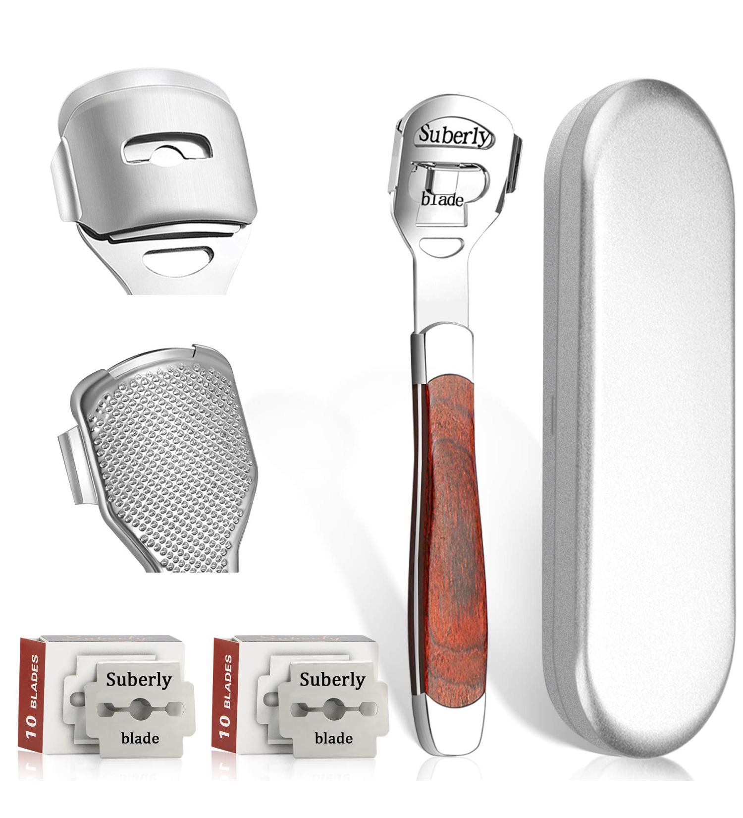 Professional Foot Scraper & Callus Remover | Stainless Steel Pedicure Tool with 20 Replacement Blades - Ultimate Foot Care Solution - Buy Online on GoSupps.com