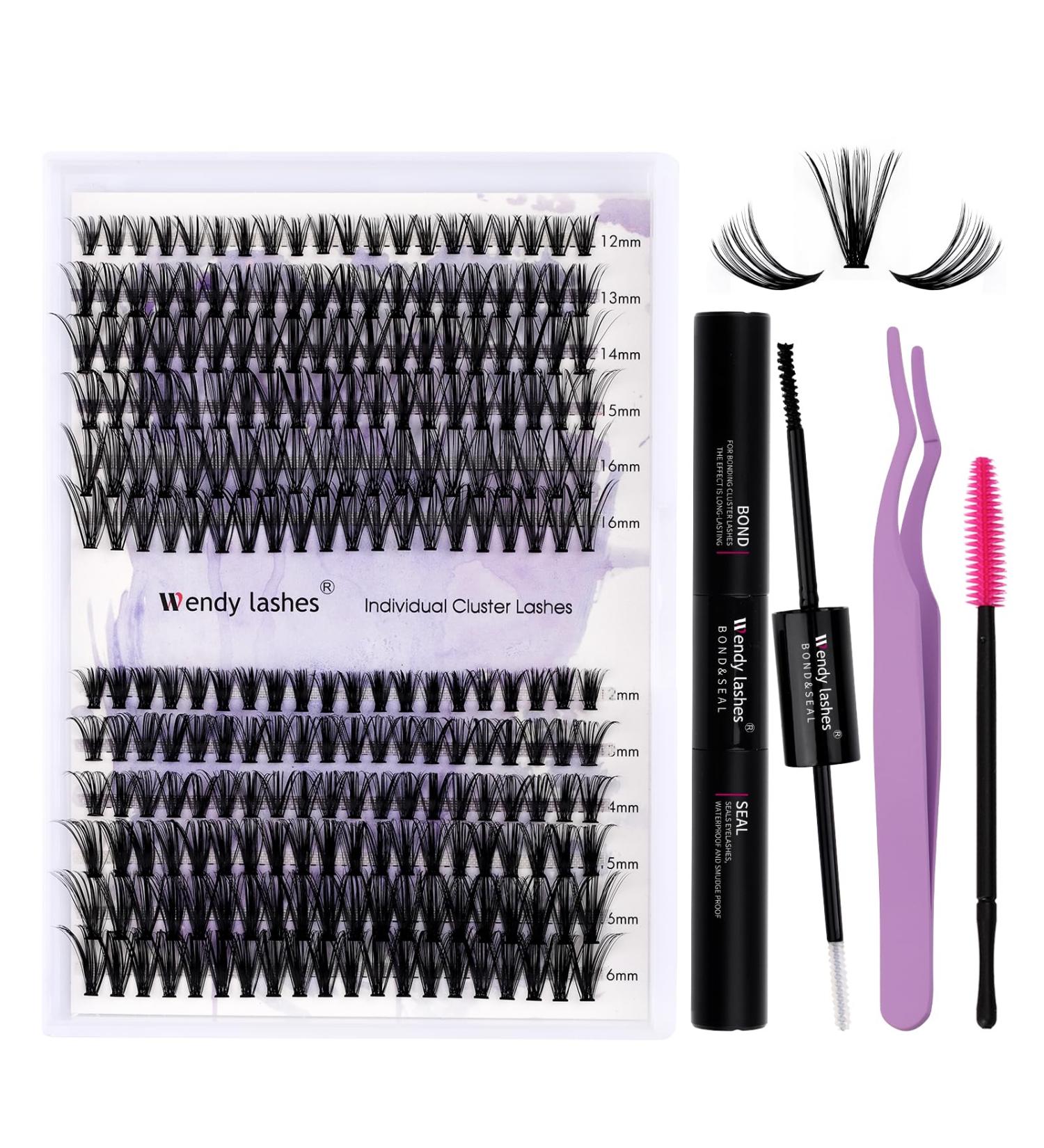 DIY Eyelash Extensions Set - Cluster & Individual Lashes with Glue | 12-16mm C Curl Kit - Buy Online on GoSupps.com