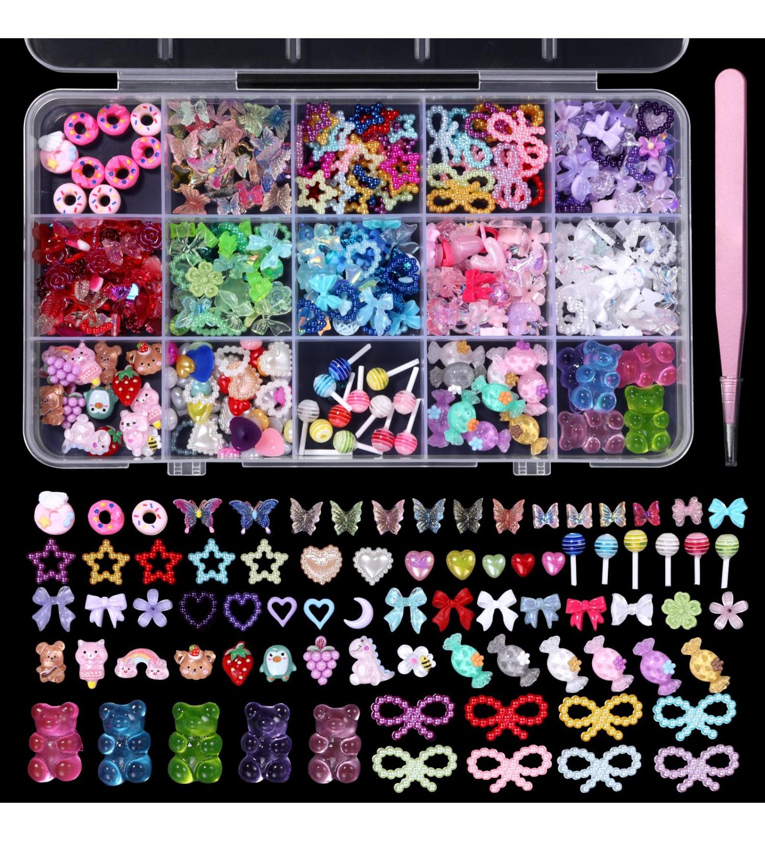Colorful Assorted Nail Charms | Flower Butterfly & Candy Designs for DIY Acrylic Nails - Buy Online on GoSupps.com