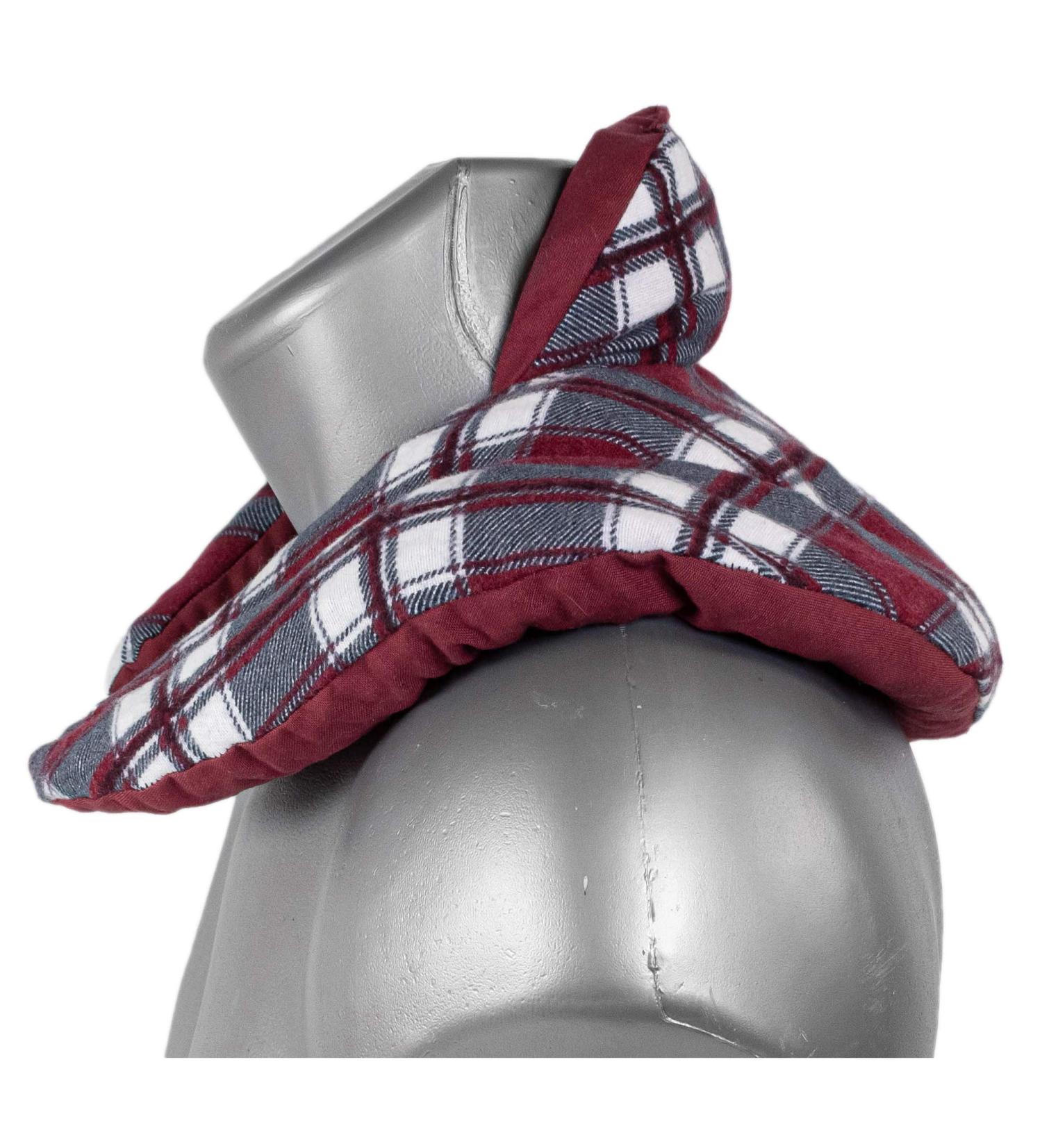 Comfortable Neck Horns with Stand-Up Collar | Cherry Stone Pillow - Flanel Caro Red Neck Warmer - Buy Online on GoSupps.com