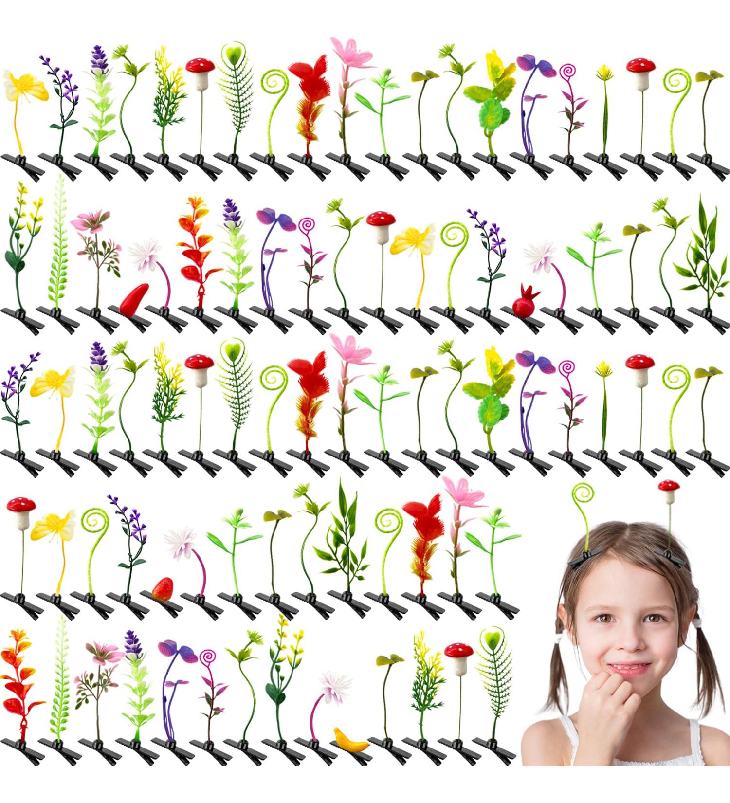 100 Pieces Bean Sprout Hair Clips Mixed Style Plant Hairpins Funny Plant Hairpins Hair Accessories for Women Girls Kids Home Party School - Buy Online on GoSupps.com