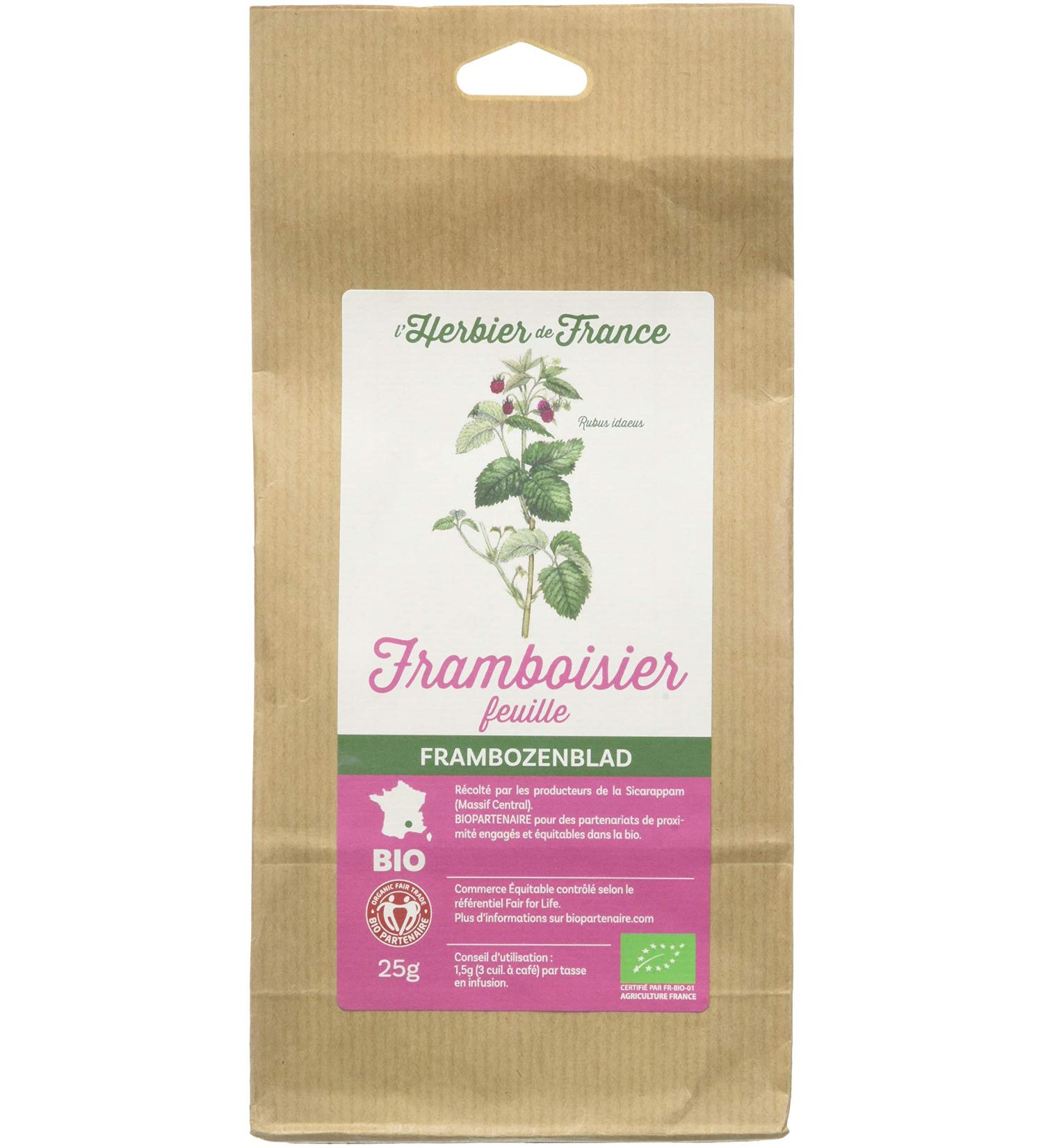 L'herbier de France Raspberry Leaves Organic Kraft Bag 25g - Buy Online on GoSupps.com