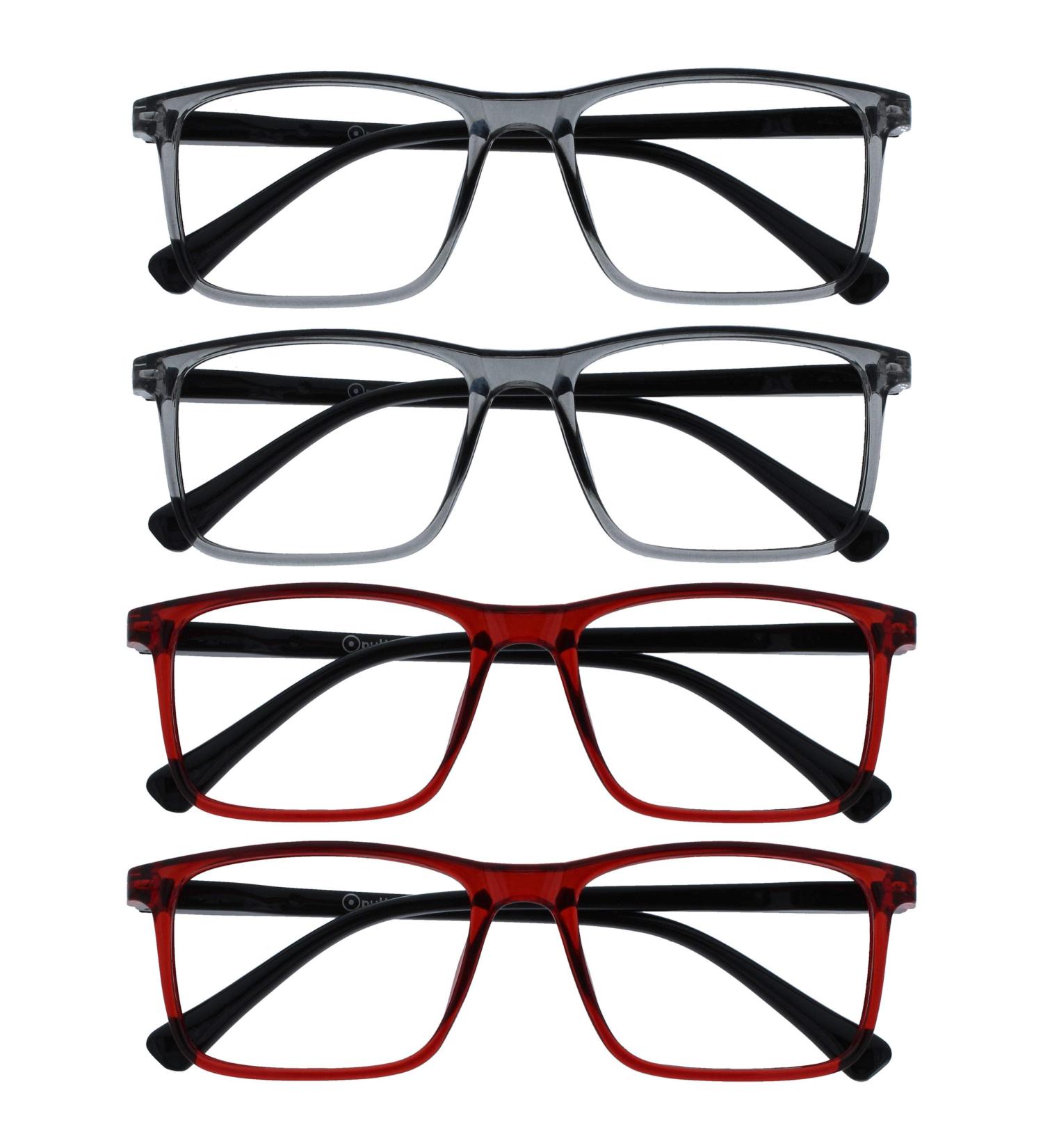 OPULIZE 4 Pack Ink Reading Glasses - Large Rectangular Frame Scratch Resistant Spring Hinges - Stylish Men's & Women's Eyewear +2.00 - International Shipping Available - Buy Online on GoSupps.com