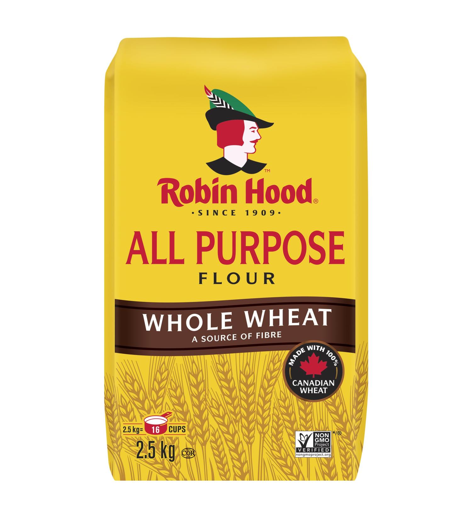Robin Hood Whole Wheat All Purpose Flour 2.5kg Made with 100% Canadian Wheat 2.5 kg (Pack of 1) WHOLE WHEAT - Buy Online on GoSupps.com