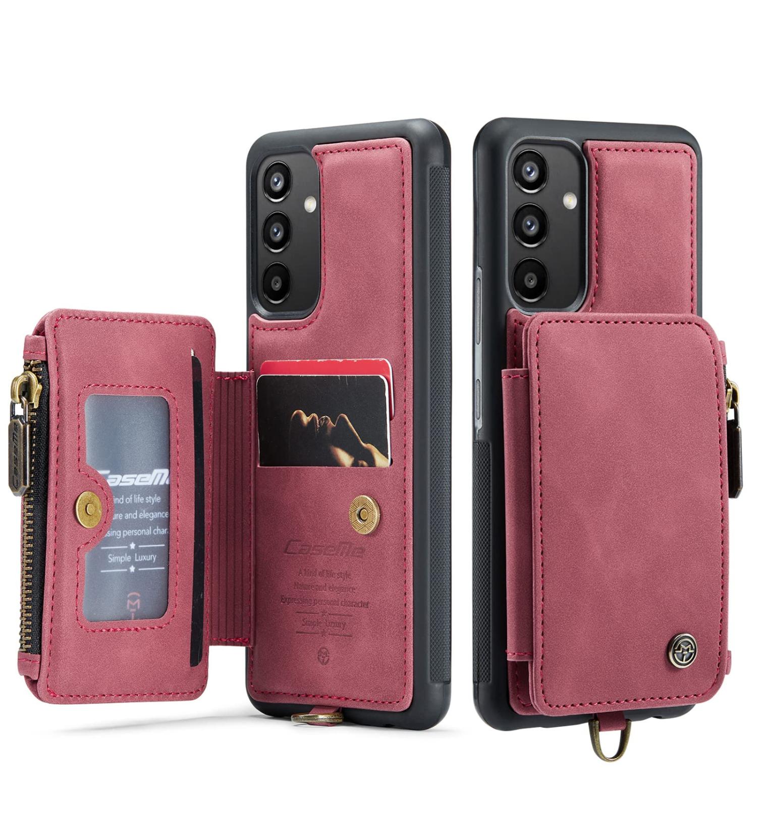 Buy Soonic Leather Protective Cover for Samsung Galaxy A34 5G - Magnetic Wallet Case with Card & Coin Compartments Folding Design Red - Buy Online on GoSupps.com