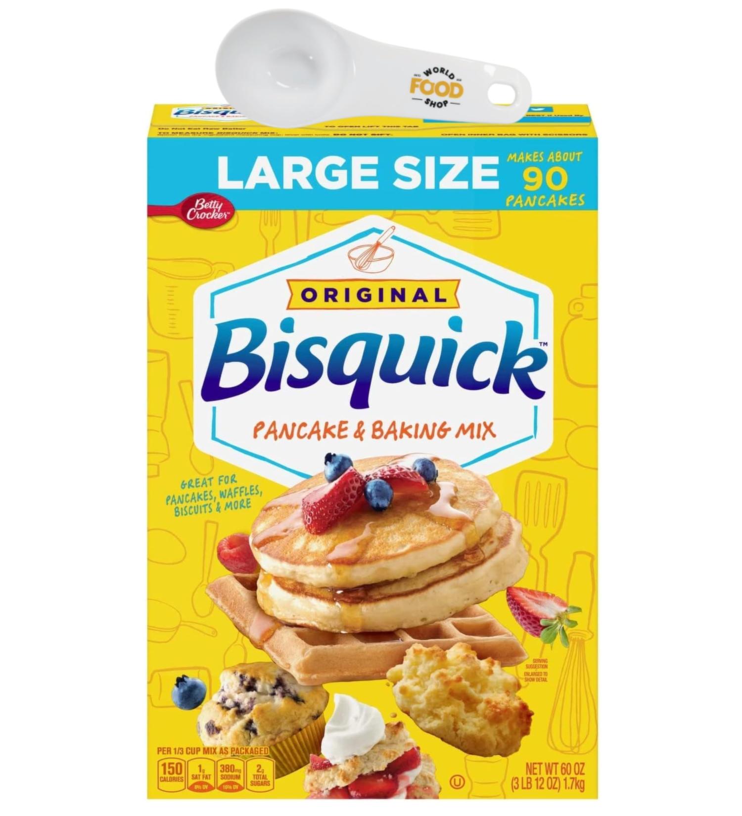 Betty Crocker Bisquick Original Pancake & Baking Mix 1.7kg with World Food Shop Scoop | Versatile Baking Mix - Convenient Scoop Included - Pancake and Baking Essentials