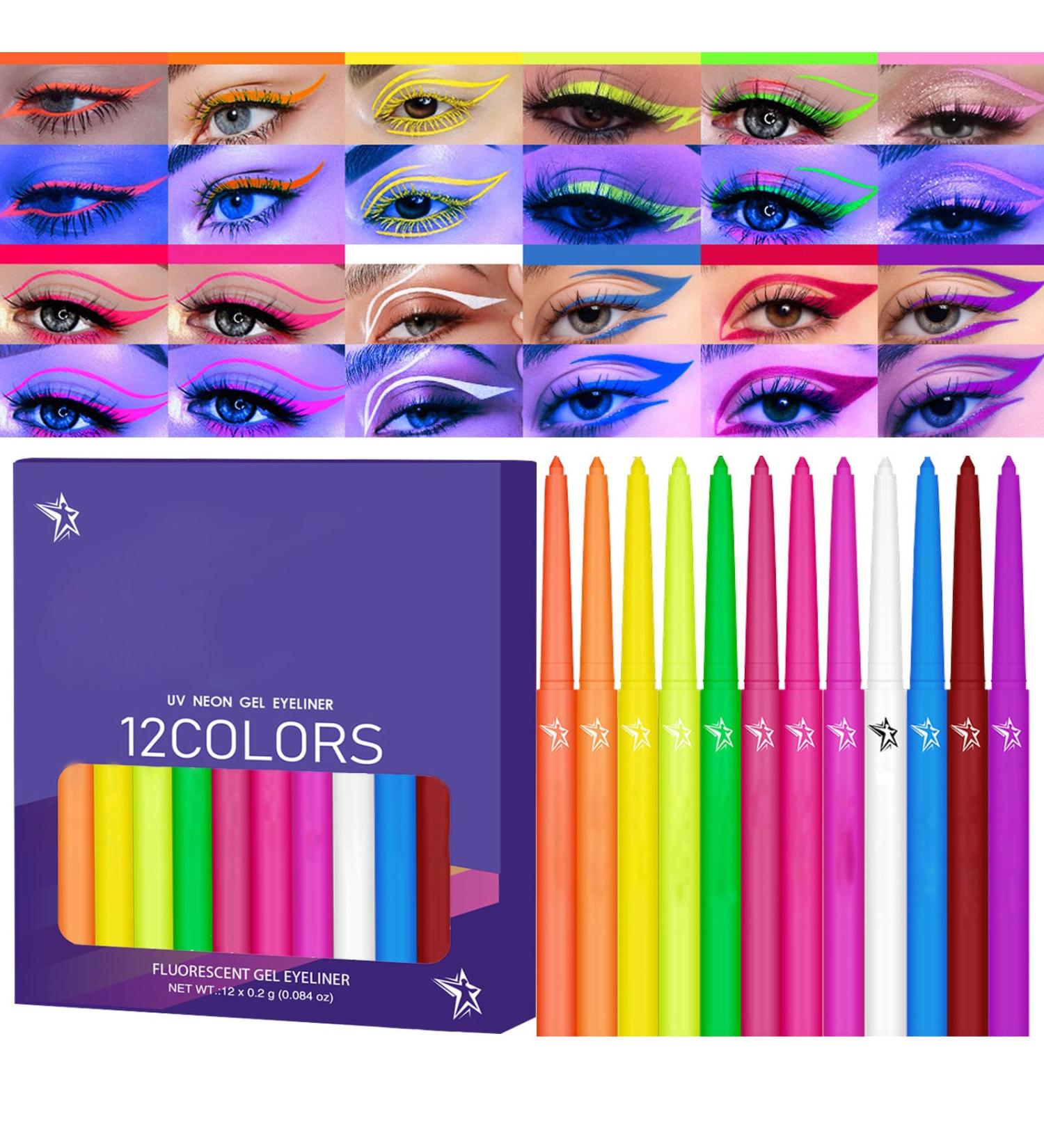 G n rique Neon Party Eyeliner Kit 12 brilliant shades sweat and smudge resistant intense color quick-drying | Bold makeup for carnival costumes clubs the - Buy Online on GoSupps.com