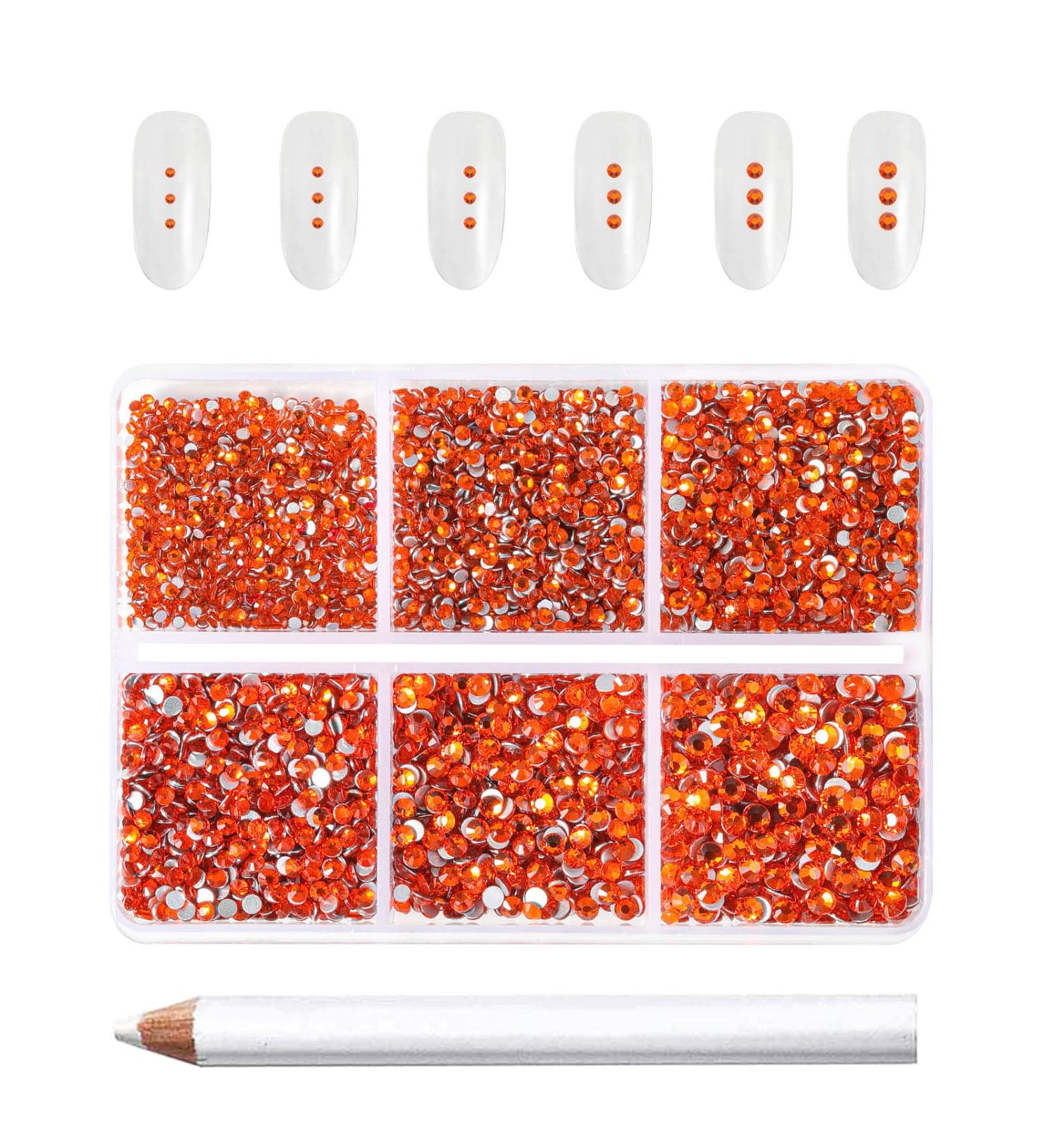 Beadsland 7200PC Flatback Rhinestones - Clear Round Crystal Nail Gems Mixed Sizes SS3-SS10 with Wax Pencil Kit - Perfect for Handicrafts & DIY Projects Orange - Buy Online on GoSupps.com