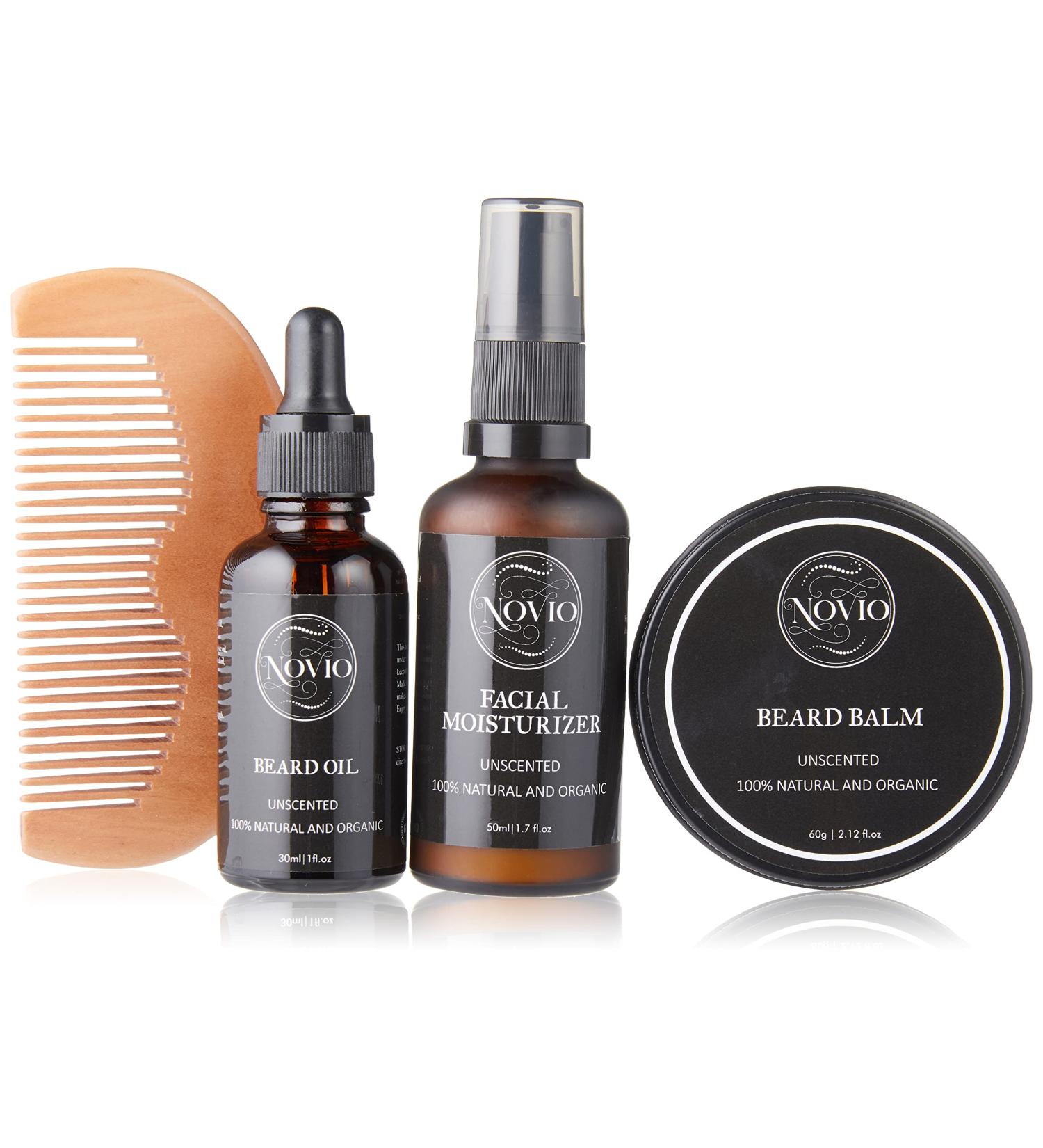 Premium Novio Beard Kit - Beard Oil Balm & Moisturizer for Healthy Facial Hair | International Shipping - Buy Online on GoSupps.com