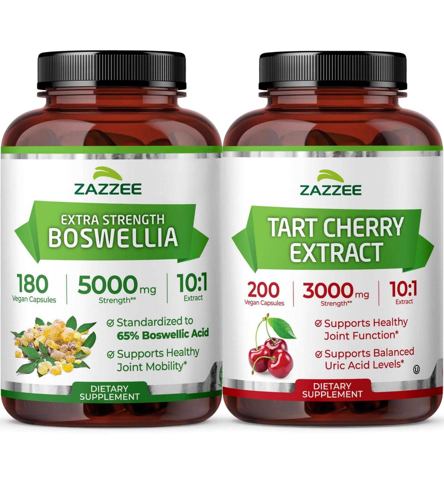 Zazzee Enhanced Comfort Recovery & Mobility Support Bundle | 10:1 High Strength Tart Cherry Capsules Plus Super Concentrated Boswellia Extract | Non-GMO Vegan & ISO Lab Tested (Over 6 Month Supply) - Buy Online on GoSupps.com
