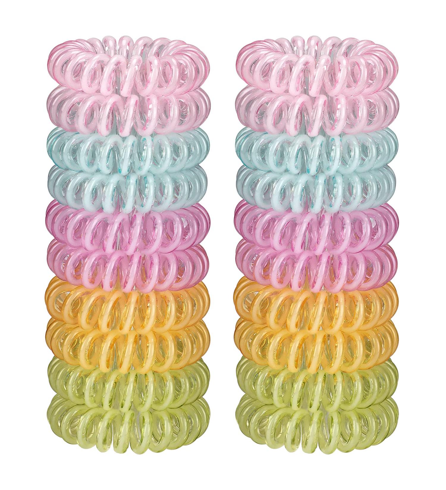 JessLab Spiral Hair Ties 20 Pcs - No Crease Traceless Hair Tie Set | Plastic Coil Ponytail Holders for Women & Girls - White Line - Buy Online on GoSupps.com
